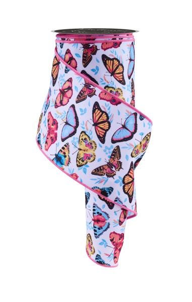 Butterfly Wired Ribbon Colorful Butterfly Ribbon, 4" x 10 Yards