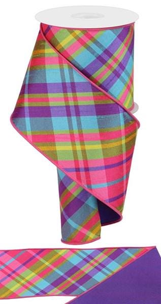 Multi-Color Plaid Spring Ribbon - 4" x 10 yds