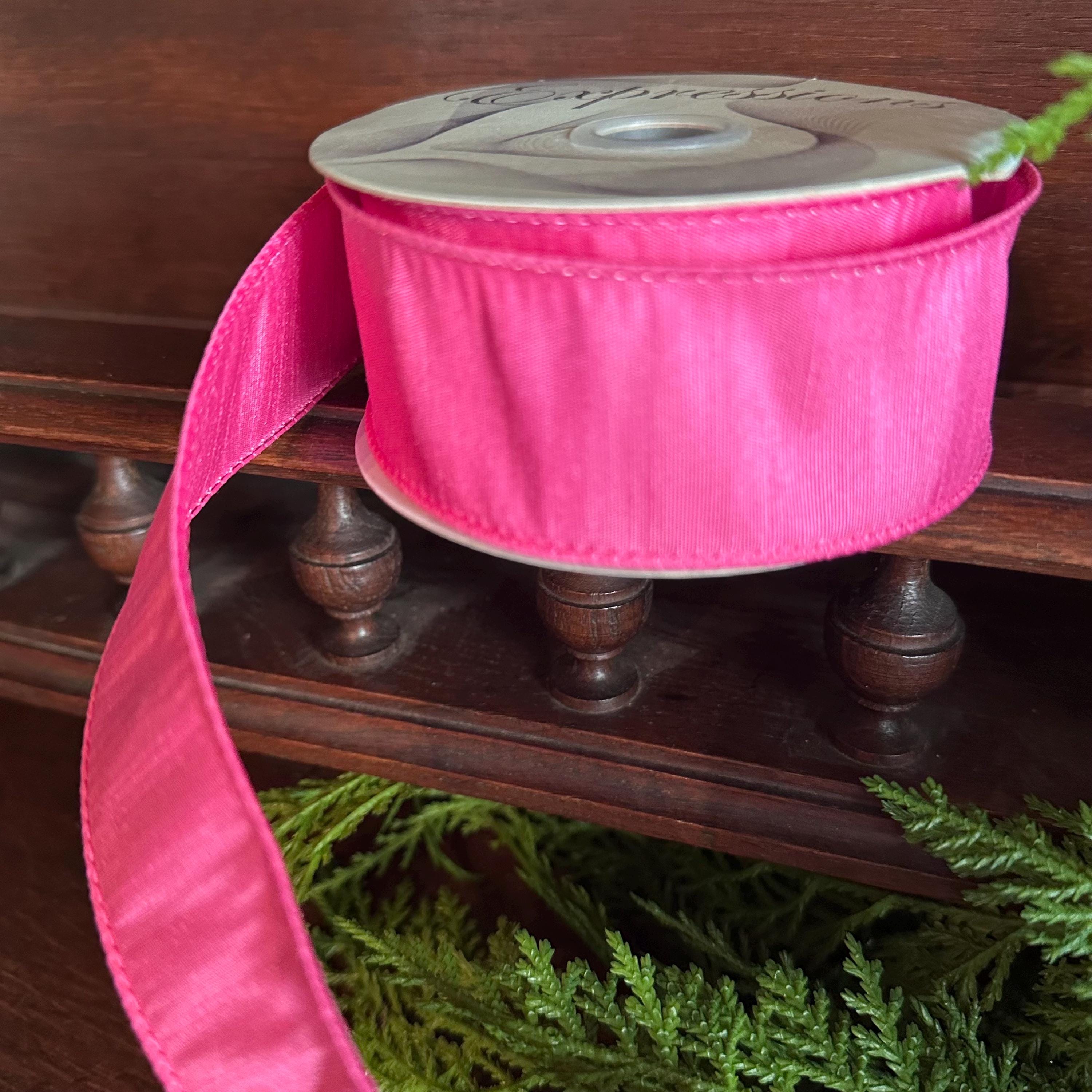 Hot Pink Ribbon Wire Ribbon for Wreath Making Craft Supply Bow Making Ribbon Summer Ribbon Breast Cancer Awareness