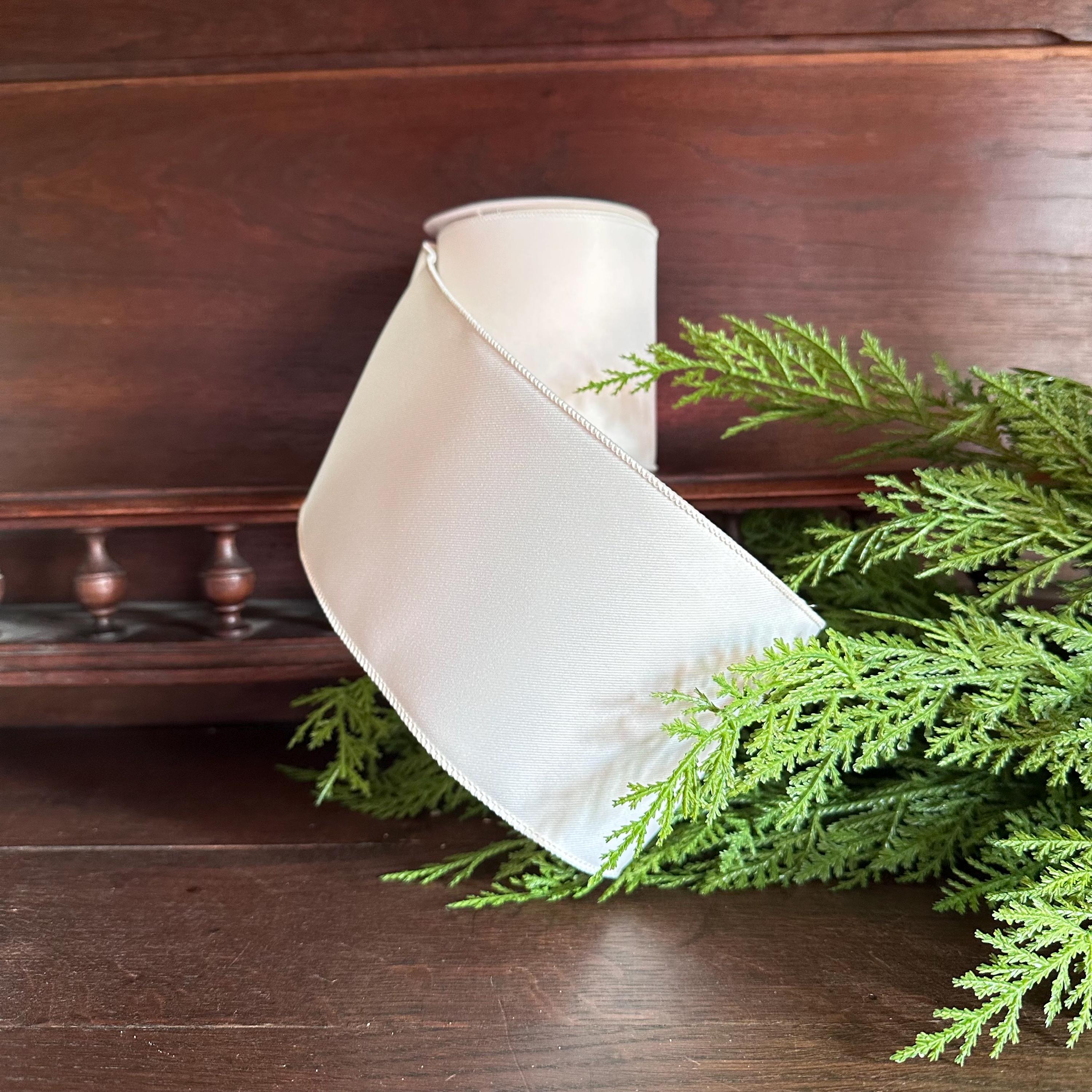Ivory Wired Ribbon White Ribbon for Wedding Decor Wreath Bows Christmas Tree Ribbon Wired Edge Ribbon