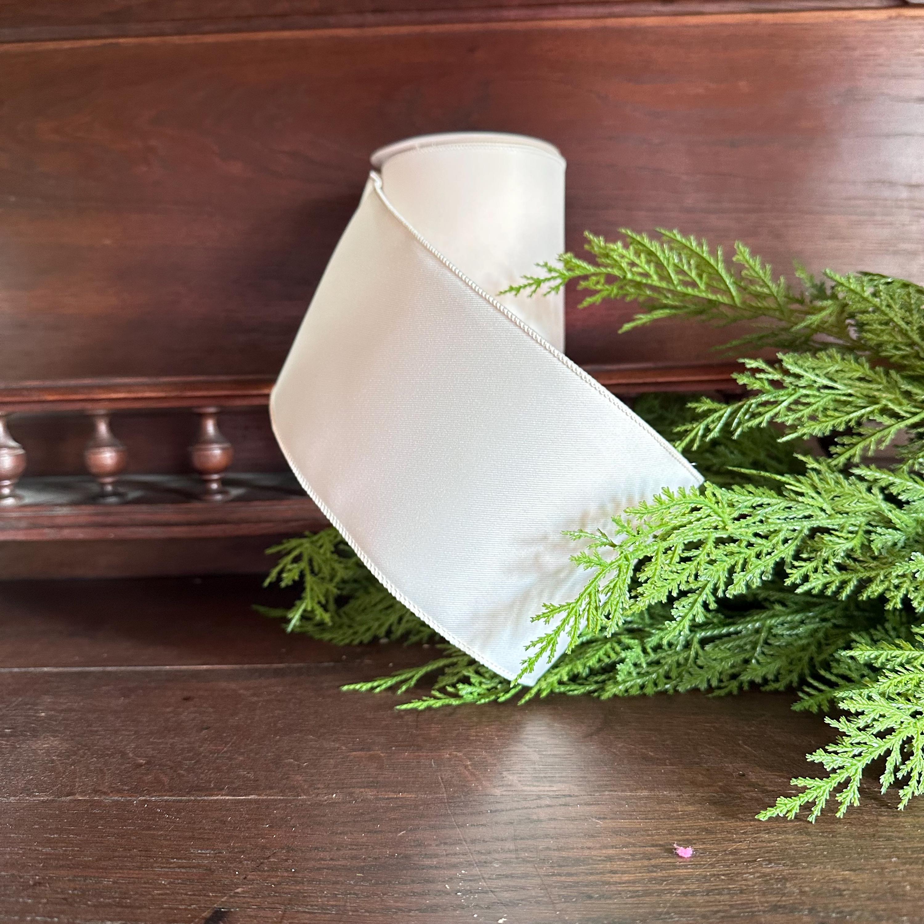 Ivory Wired Ribbon White Ribbon for Wedding Decor Wreath Bows Christmas Tree Ribbon Wired Edge Ribbon