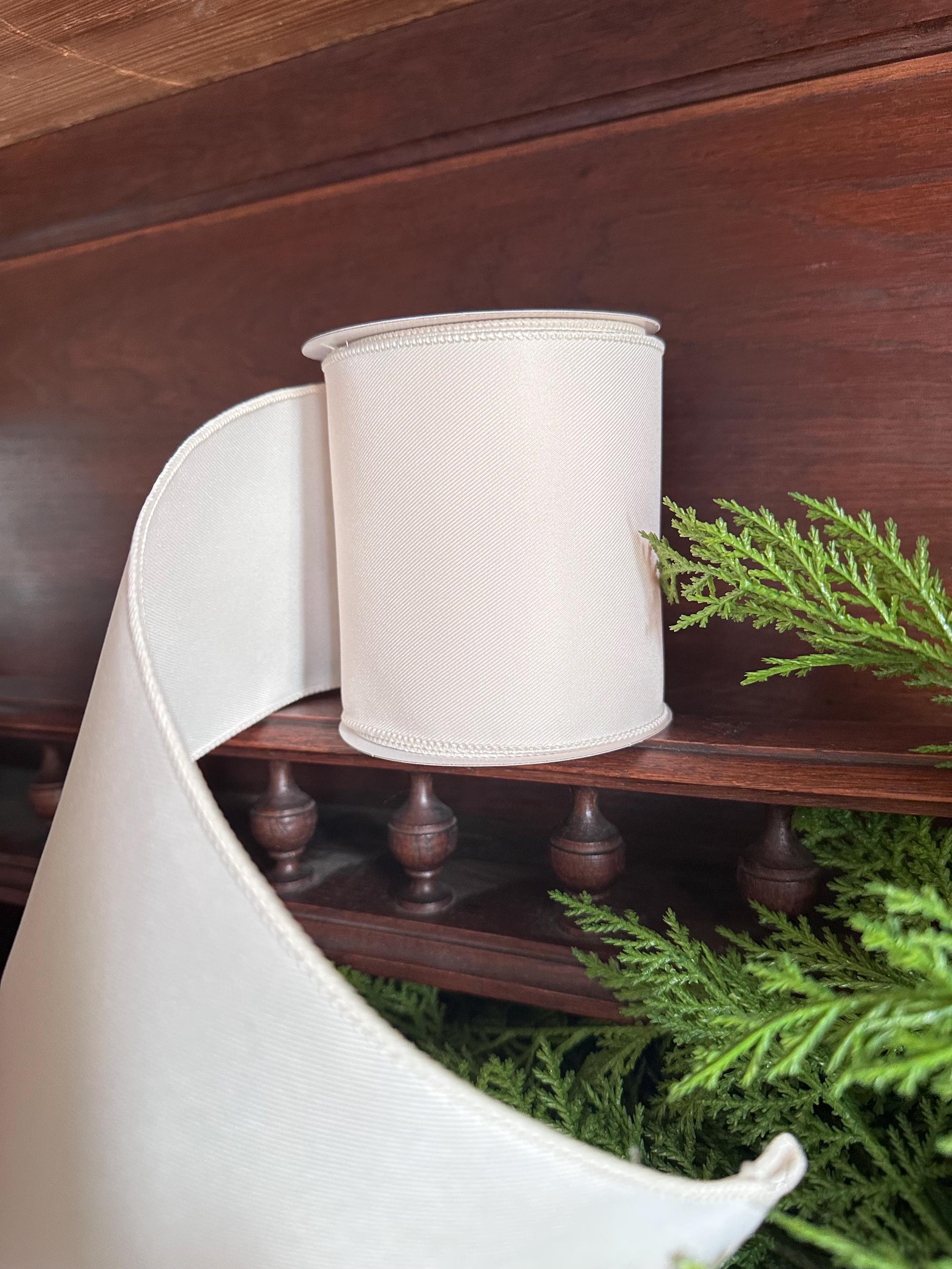 Ivory Wired Ribbon White Ribbon for Wedding Decor Wreath Bows Christmas Tree Ribbon Wired Edge Ribbon