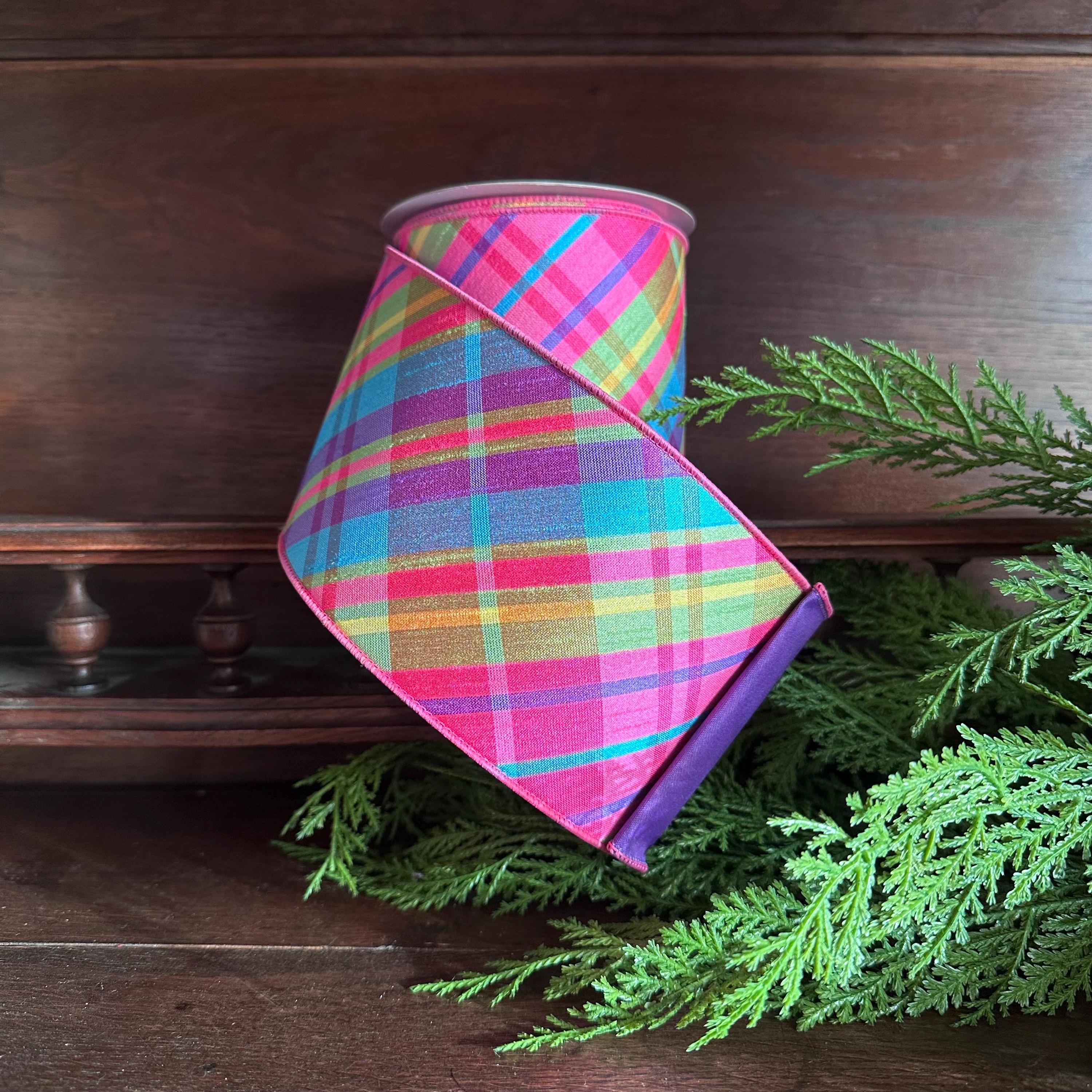 Multi-Color Plaid Spring Ribbon - 4" x 10 yds