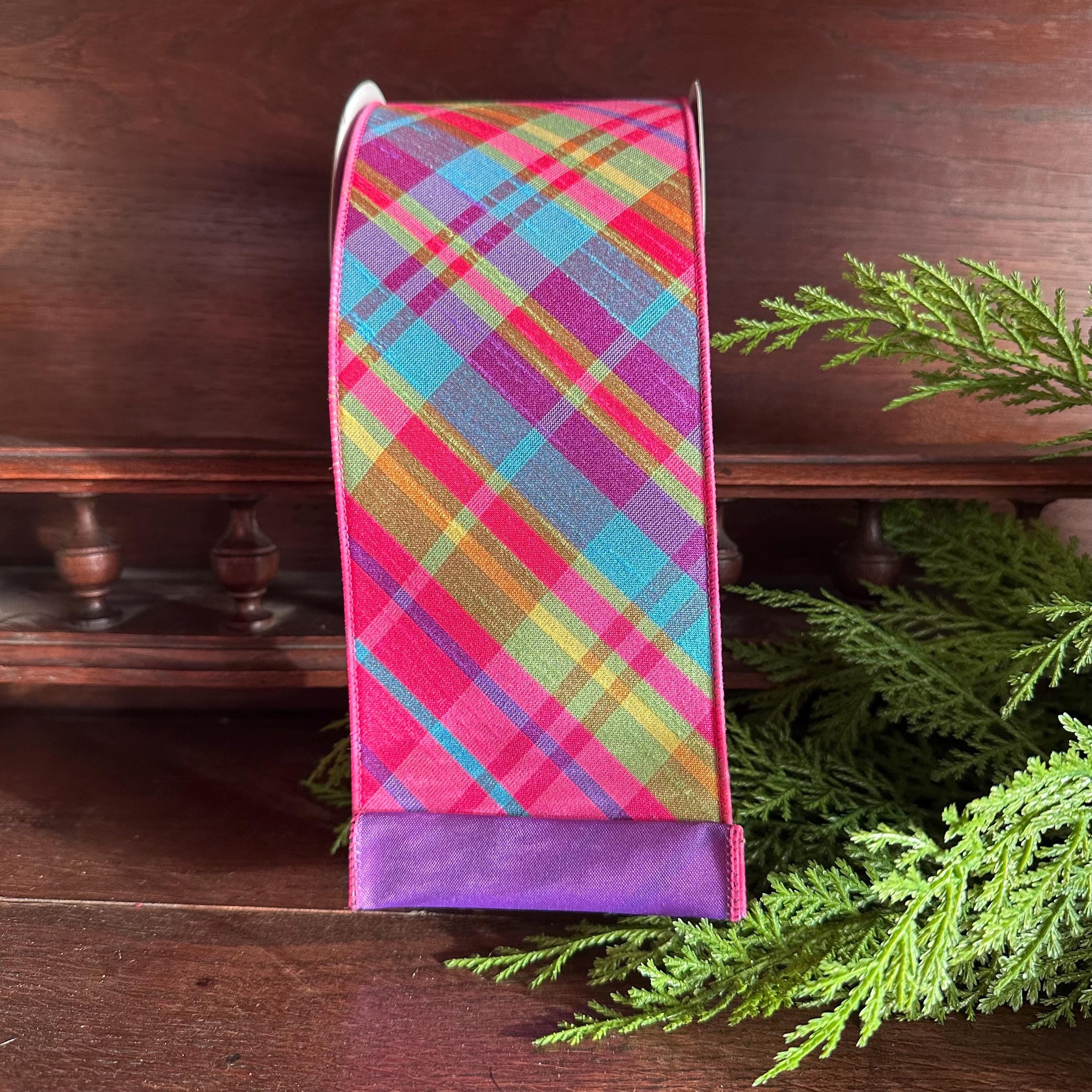 Multi-Color Plaid Spring Ribbon - 4" x 10 yds