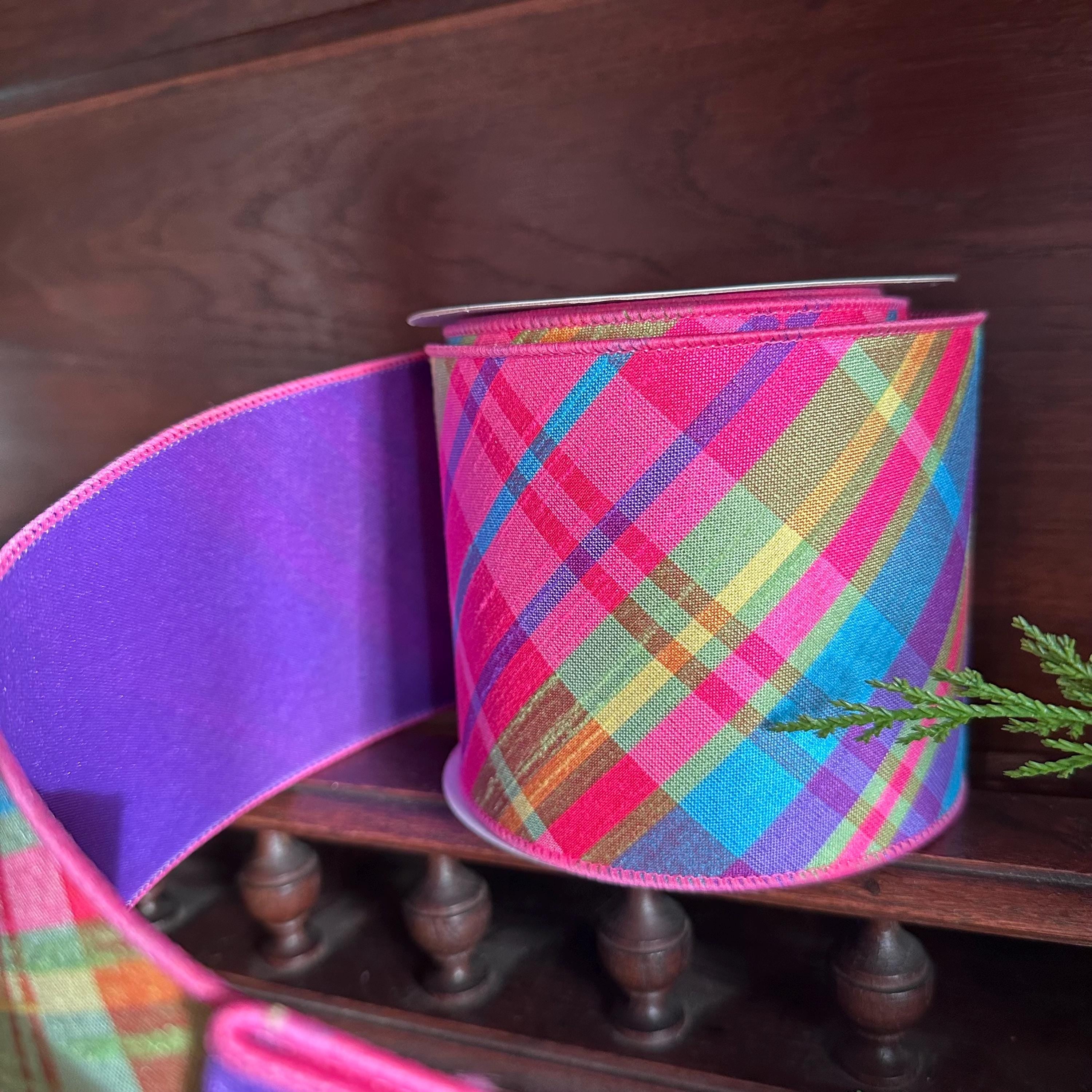 Multi-Color Plaid Spring Ribbon - 4" x 10 yds