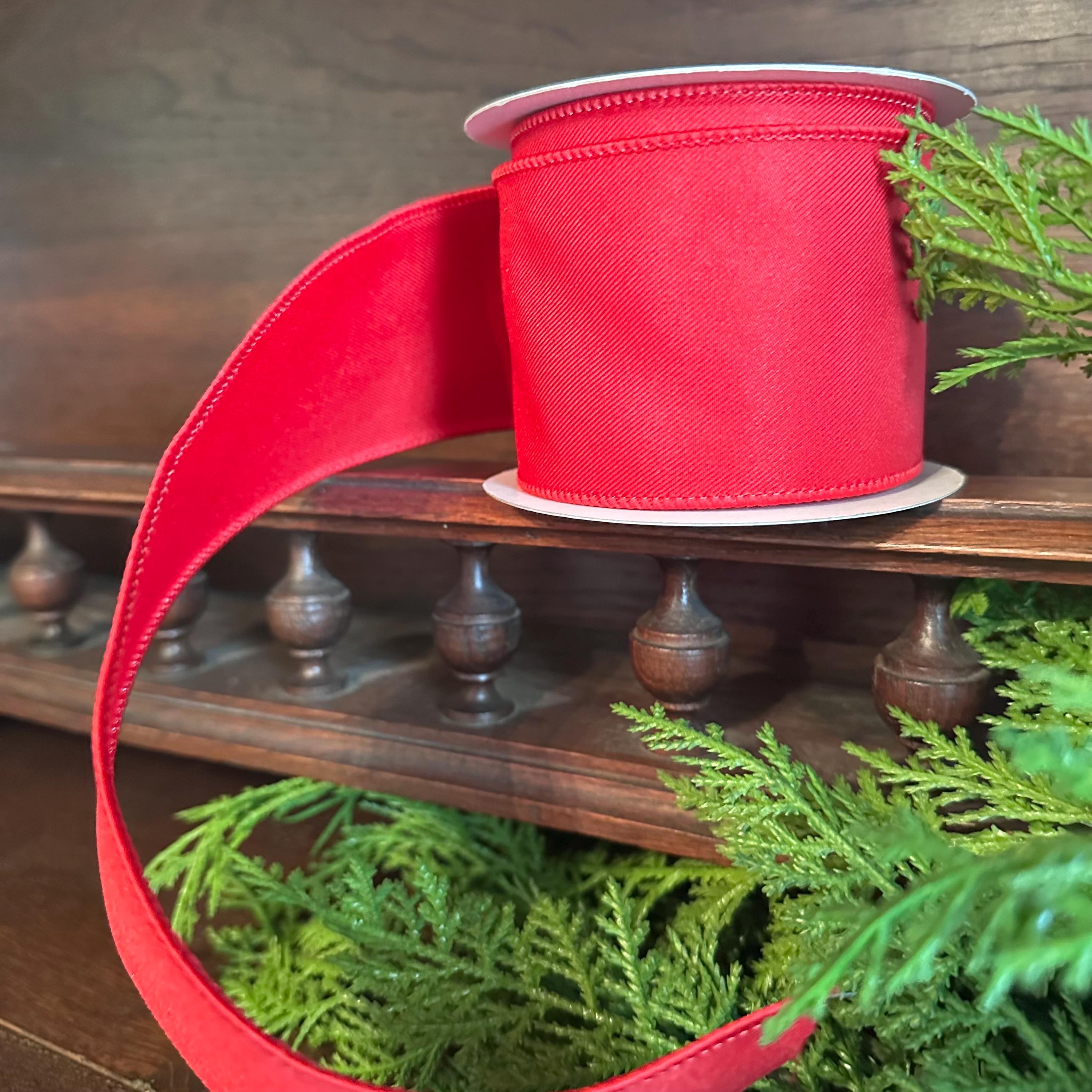 Solid Red Wired Ribbon- Available in 7/8", 1.5", 2.5" x 10yds