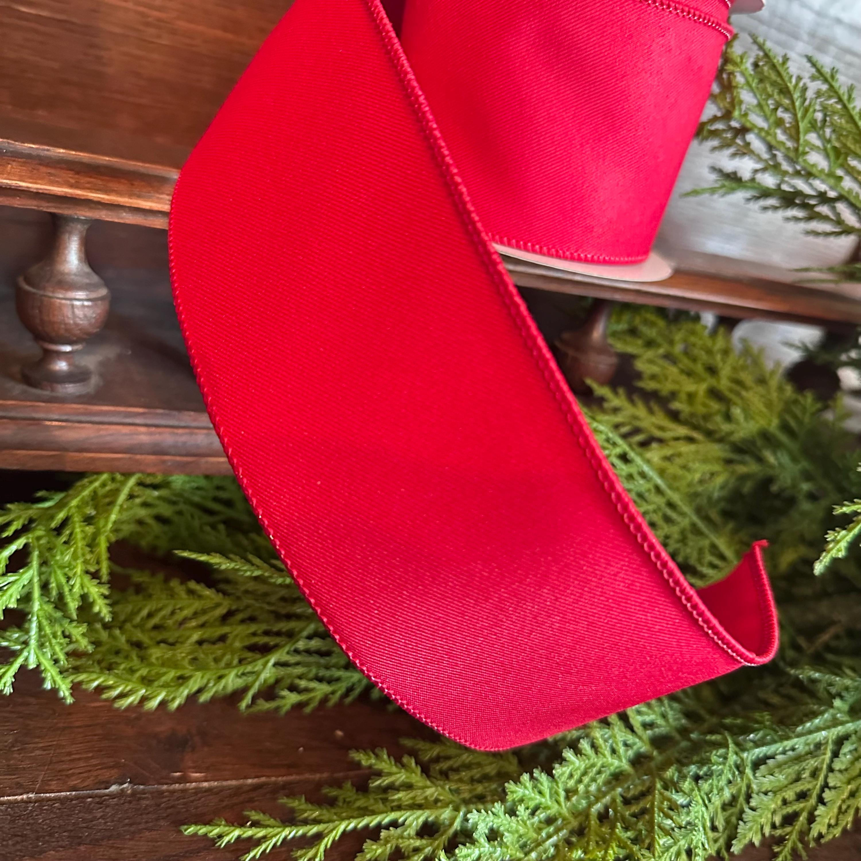 Solid Red Wired Ribbon- Available in 7/8", 1.5", 2.5" x 10yds
