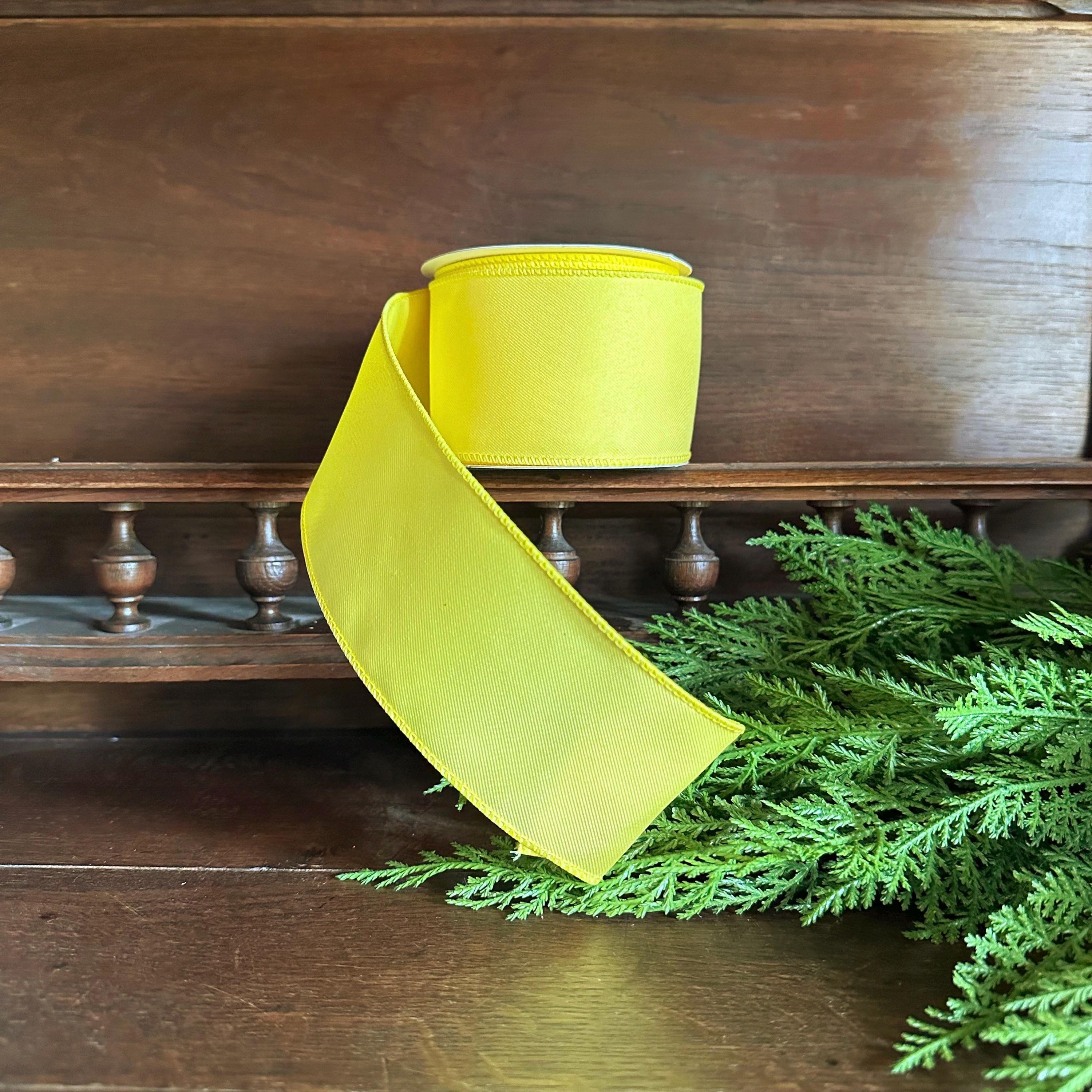 Solid Yellow Ribbon for Year Round 1.5",2.5" x 10yds
