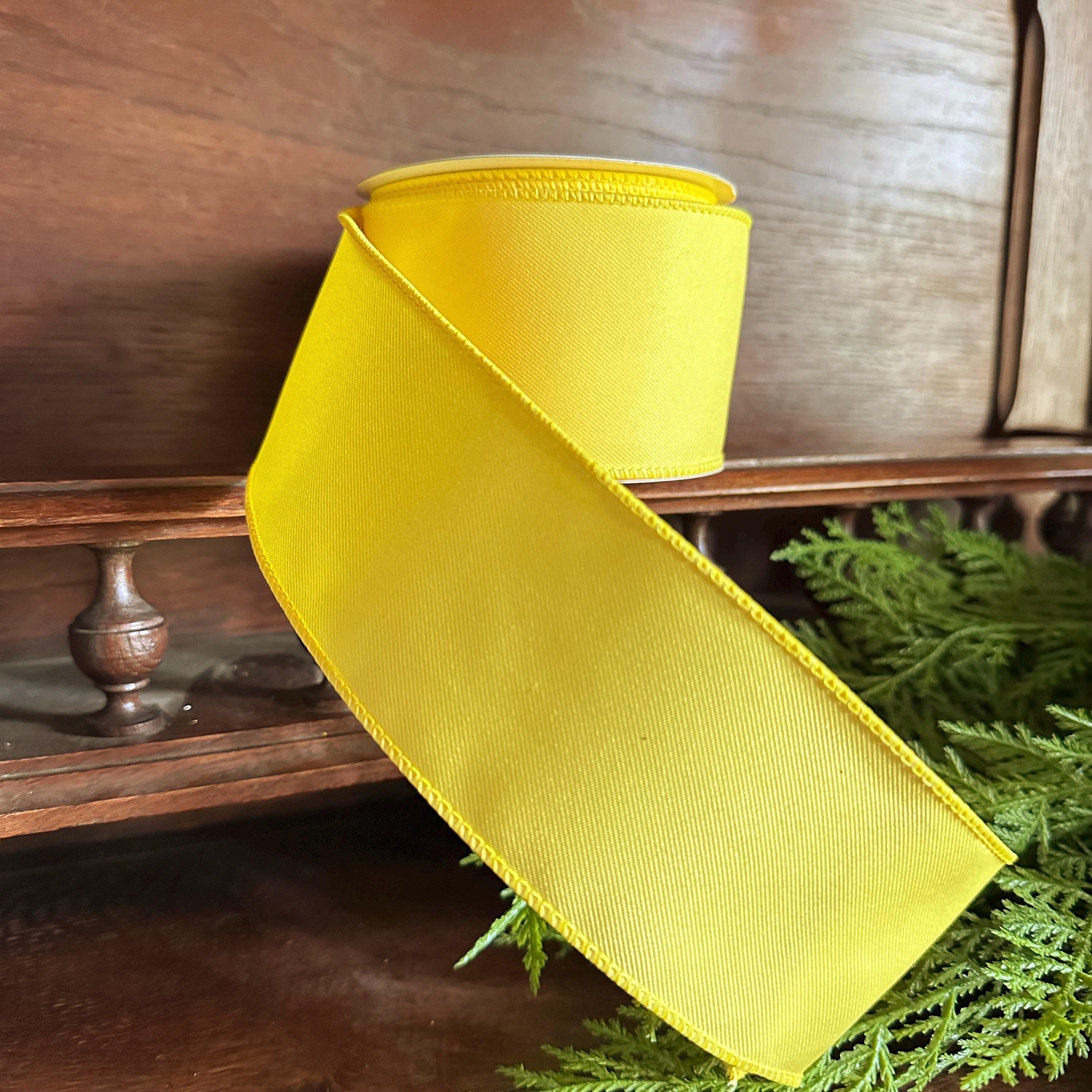 Solid Yellow Ribbon for Year Round 1.5",2.5" x 10yds