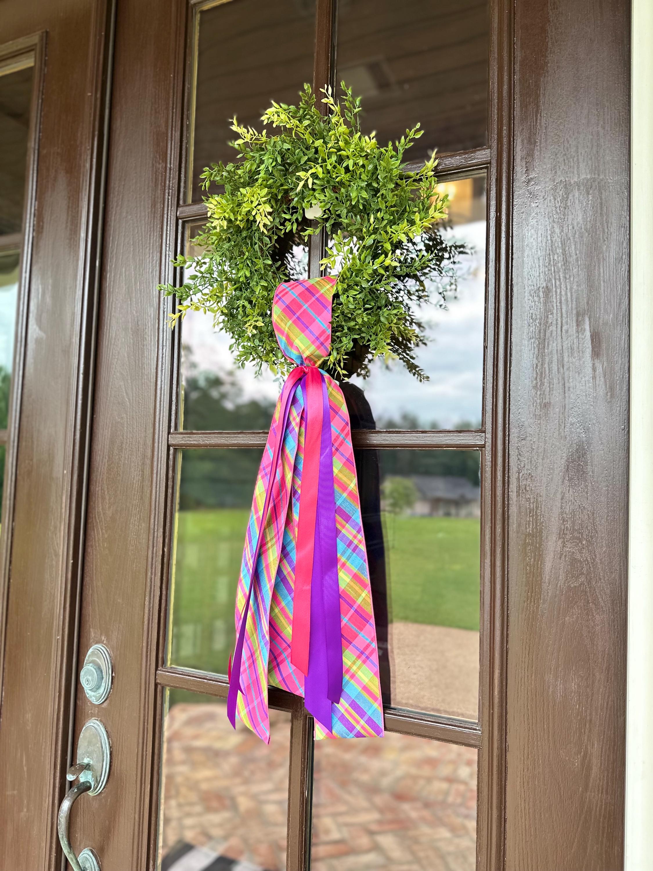 Plaid Ribbon for Wreath Summer Wreath Sash Bright Accent Wreath Sash Design Door Decor Spring Sash Craft Supply Colorful Trim Festive