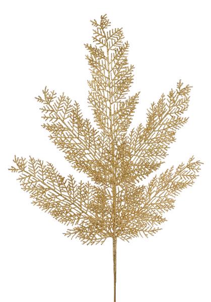 Gold Glitter Leaf Spray for Christmas Tree Mantel Garland Holiday Decor Sparkly Artificial Pick for Wreath Making Floral Arrangements