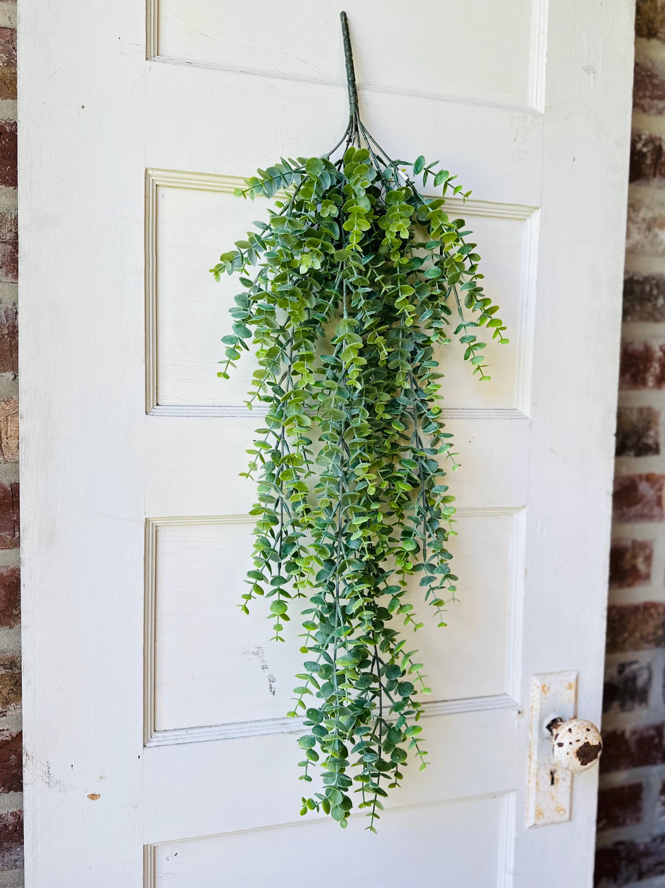 Hanging Eucalyptus Greenery Artificial Bush Fake Plant Shelf Decor Mantel Decor Trailing Faux Greenery for Bookcase Basket