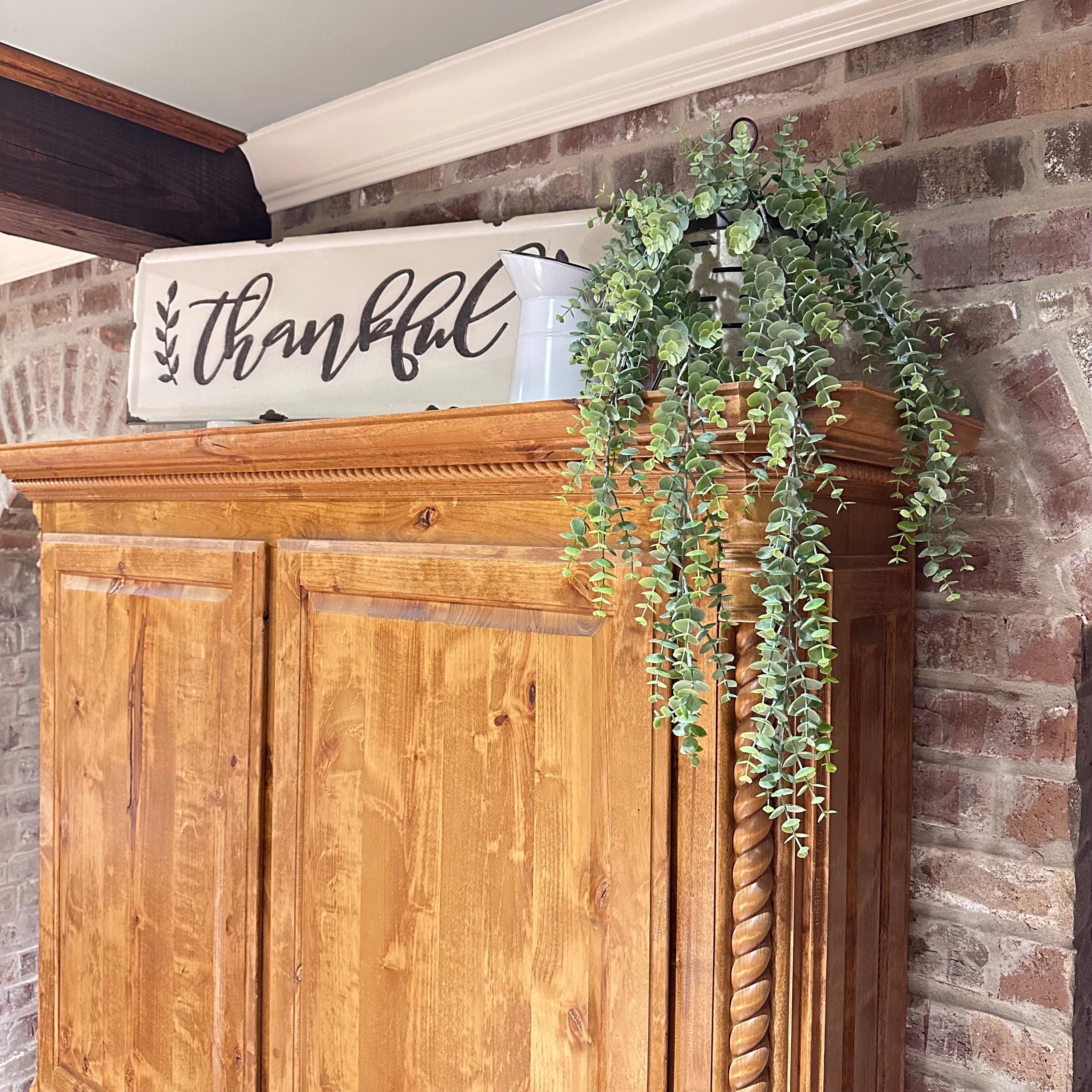 Hanging Eucalyptus Greenery Artificial Bush Fake Plant Shelf Decor Mantel Decor Trailing Faux Greenery for Bookcase Basket