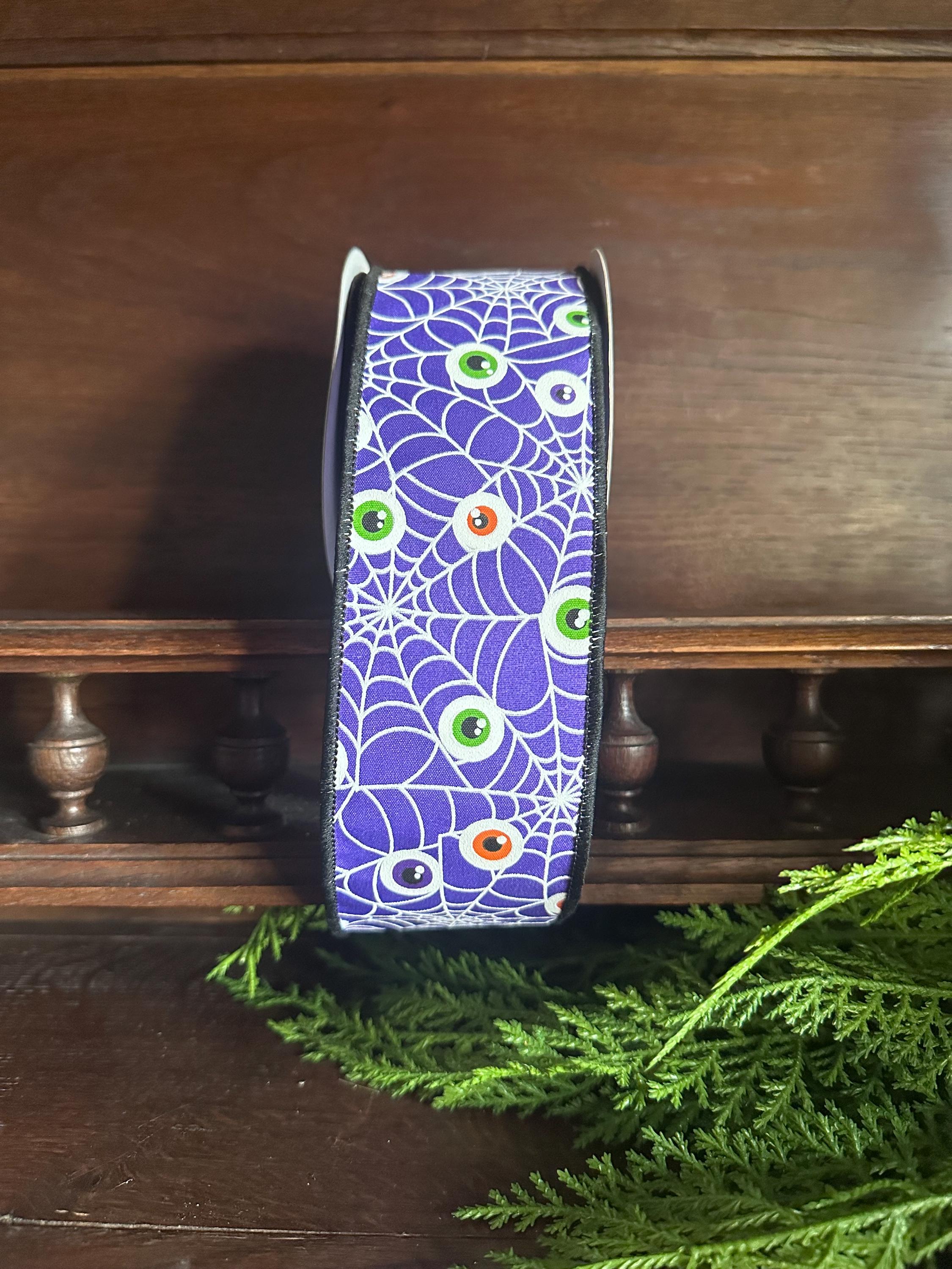 Halloween Eyeball Spider Web Ribbon Wired Edge Ribbon Halloween Wreath Ribbon Bow Making Ribbon Craft Supply DIY Halloween Decor