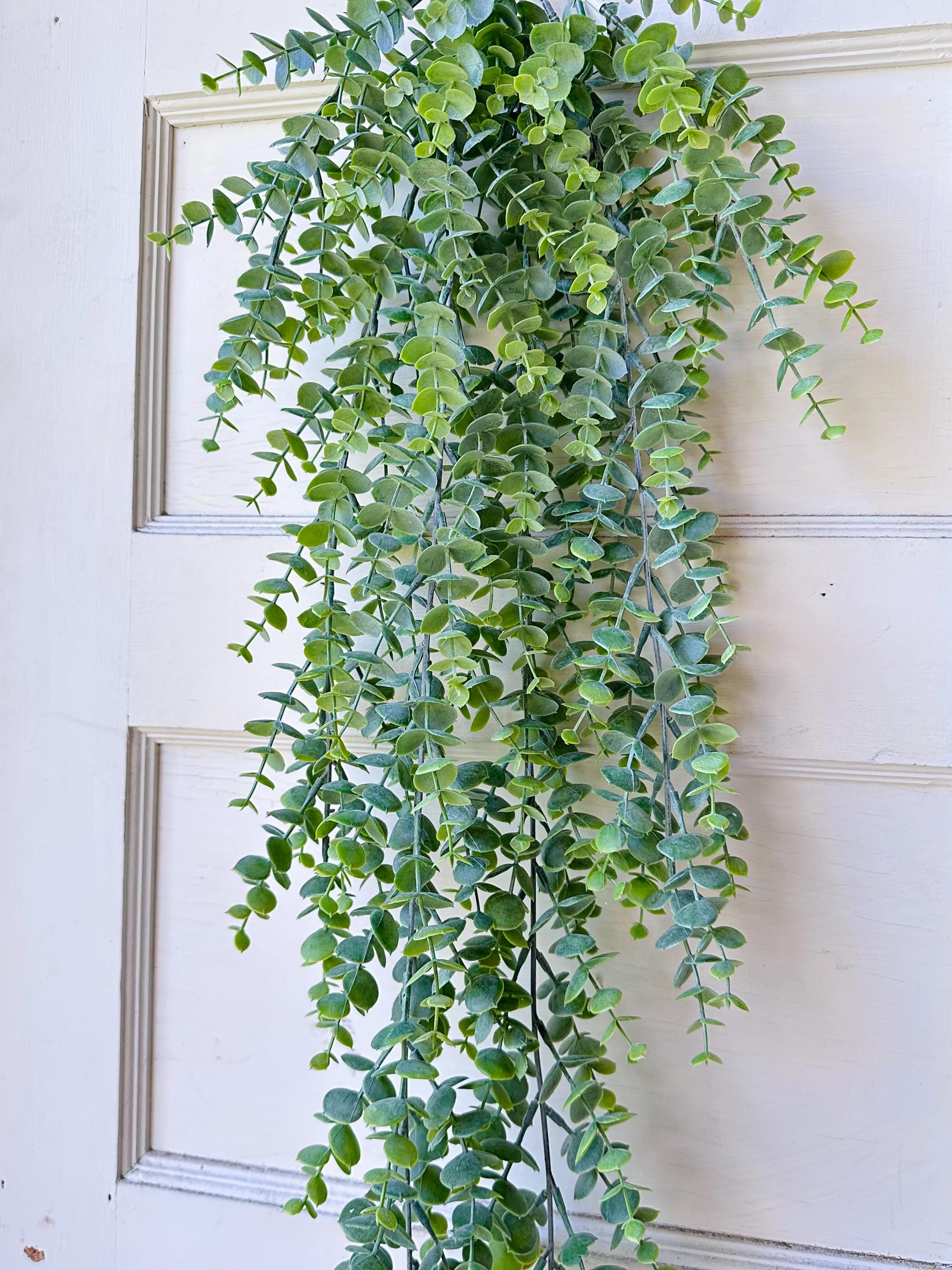 Hanging Eucalyptus Greenery Artificial Bush Fake Plant Shelf Decor Mantel Decor Trailing Faux Greenery for Bookcase Basket