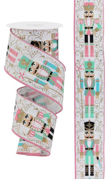 Nutcracker Wired Ribbon Christmas Decoration Craft Supply for Wreath Making Material Holiday Craft Project Accessory Gift Wrap Bow Maker