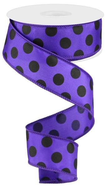 Wired Polka Ribbon Craft Supply for Wreath Making Material for Halloween Door Decor Craft Accent Bow Making Floral Arrangement Craft Supply