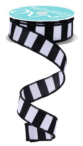 Black White Stripe Ribbon Wired Edge Ribbon Wreath Ribbon Bow Making Ribbon Farmhouse Ribbon Halloween Ribbon Gift Wrap Ribbon 10 Yard Roll