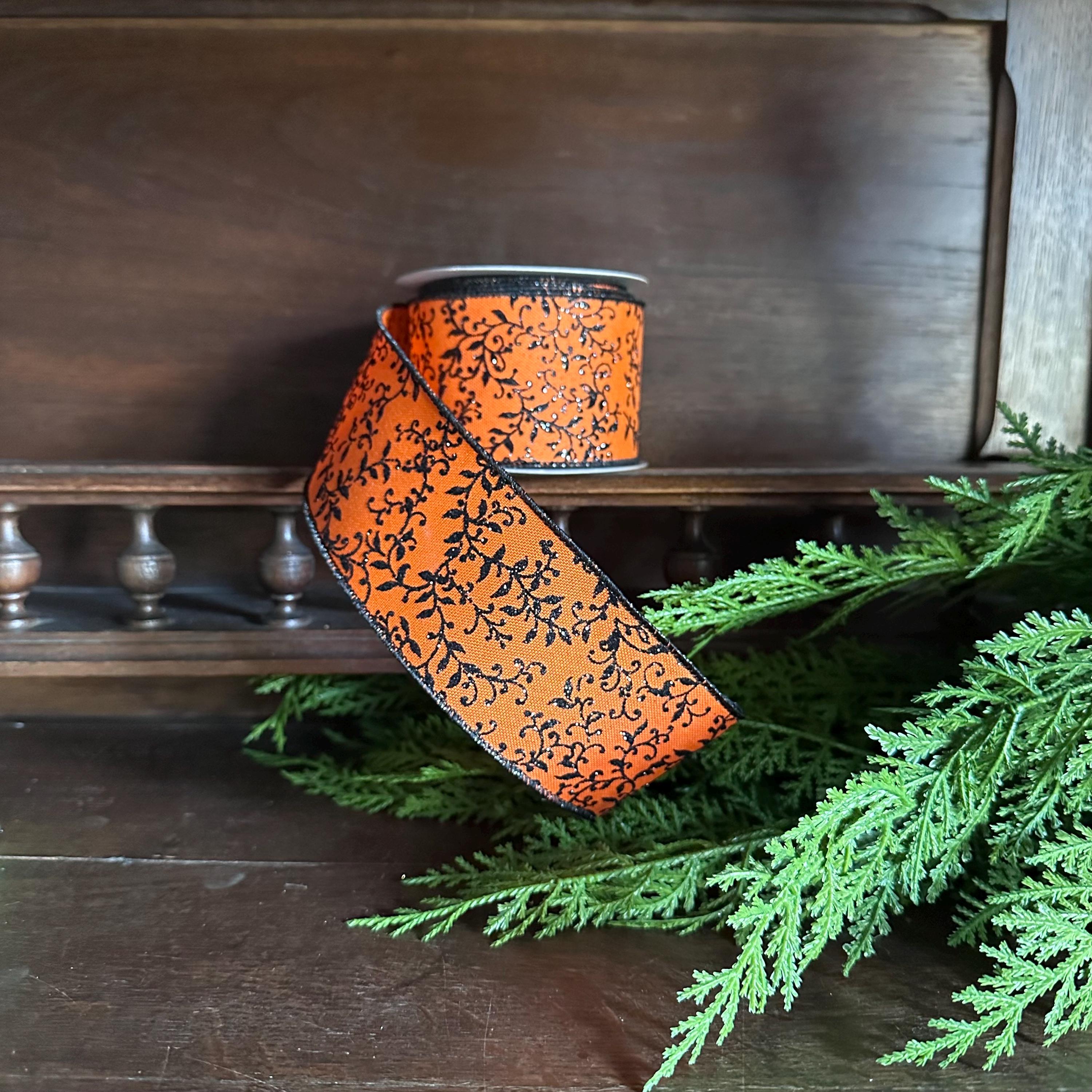 Craft Project Essential Halloween Ribbon Collection Wired Edge Construction Black Pattern Design Quality Material Multiple Size Options Beautiful Seasonal Supply Perfect Wreath Creation Door Bow Making Material Fall