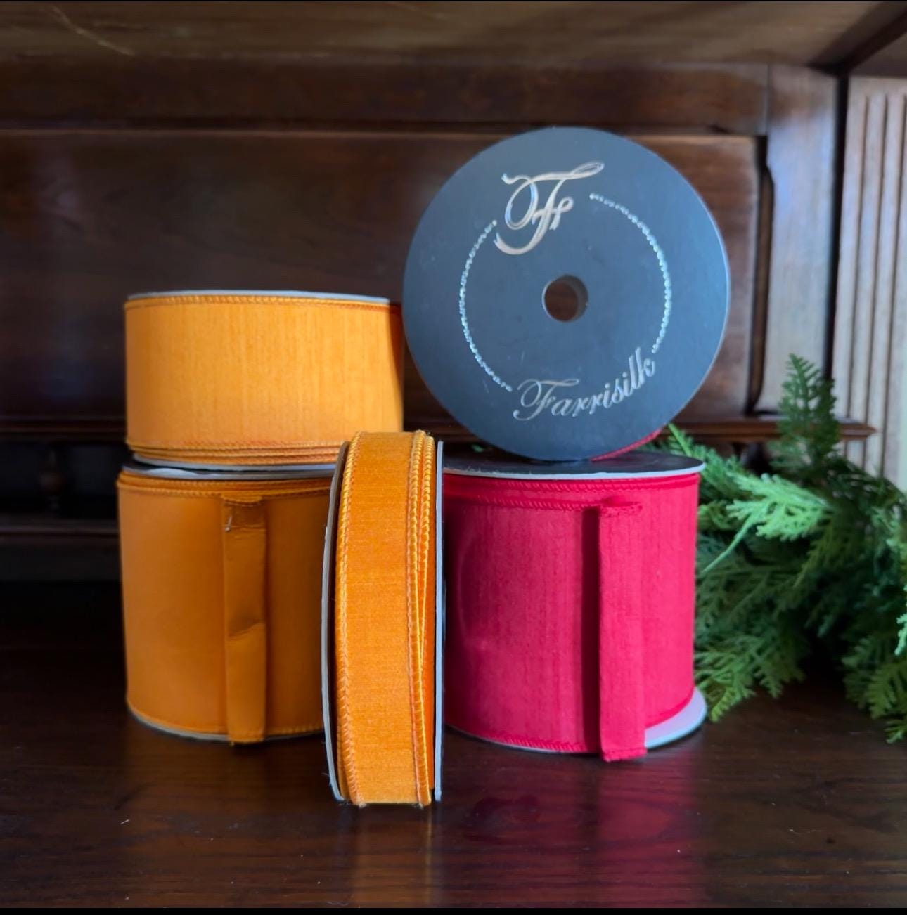 Orange Ribbon Craft Supply for Wreath Making Material for Bow Decoration Design Premium Farrisilk Ribbon Designer Ribbon
