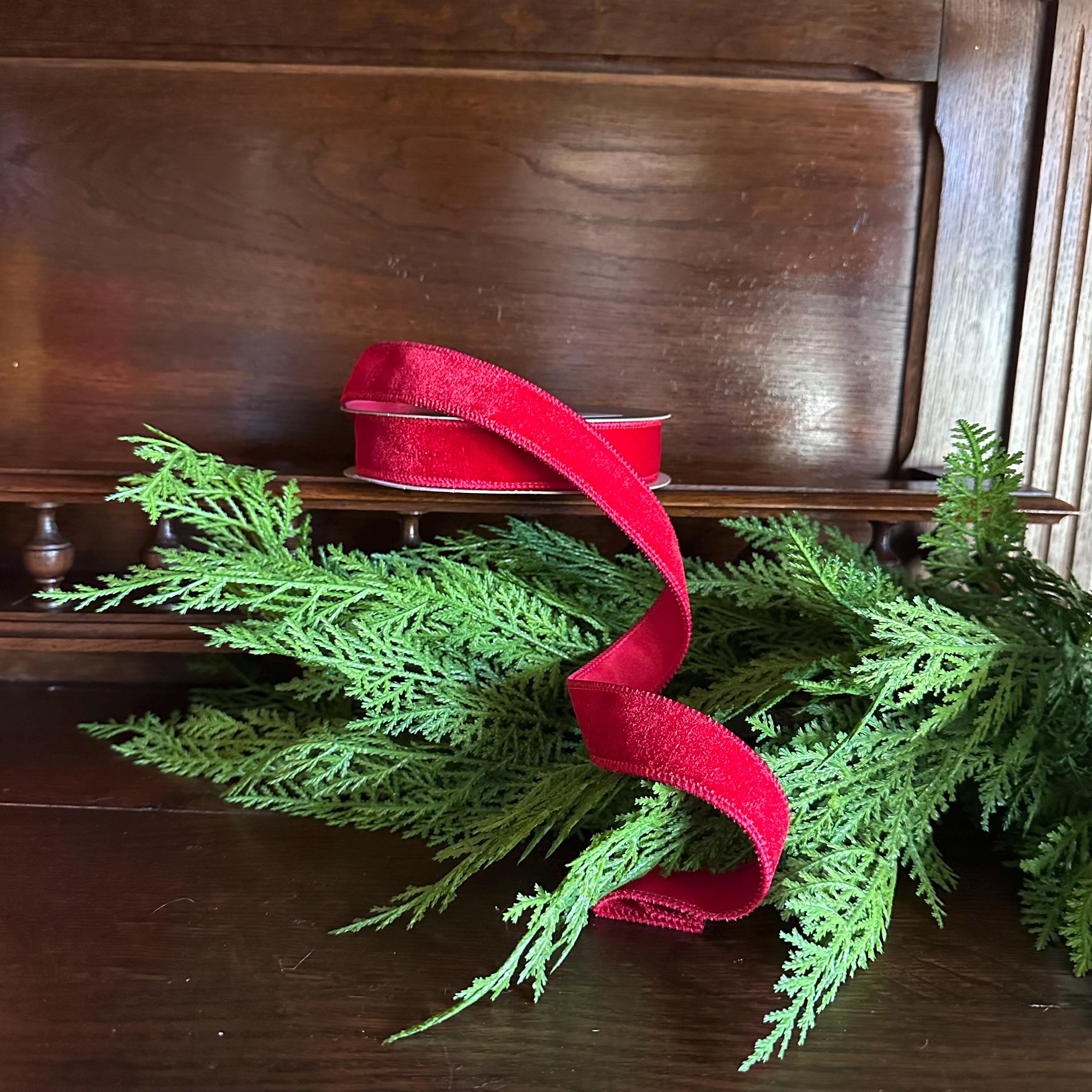 Red Velvet Christmas Ribbon Soft Draping Velvet Ribbon | Farrisilk Ribbon