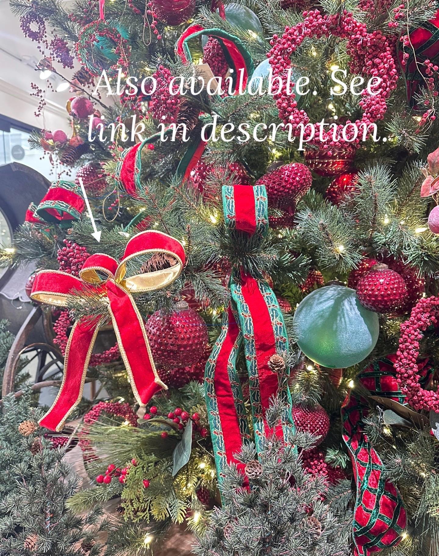 Red Velvet Christmas Ribbon Wired Edge Holly Ribbon Designer Ribbon Christmas Tree Ribbon Wreath Ribbon Bow Making Holiday Decor 2.5 Inch 5
