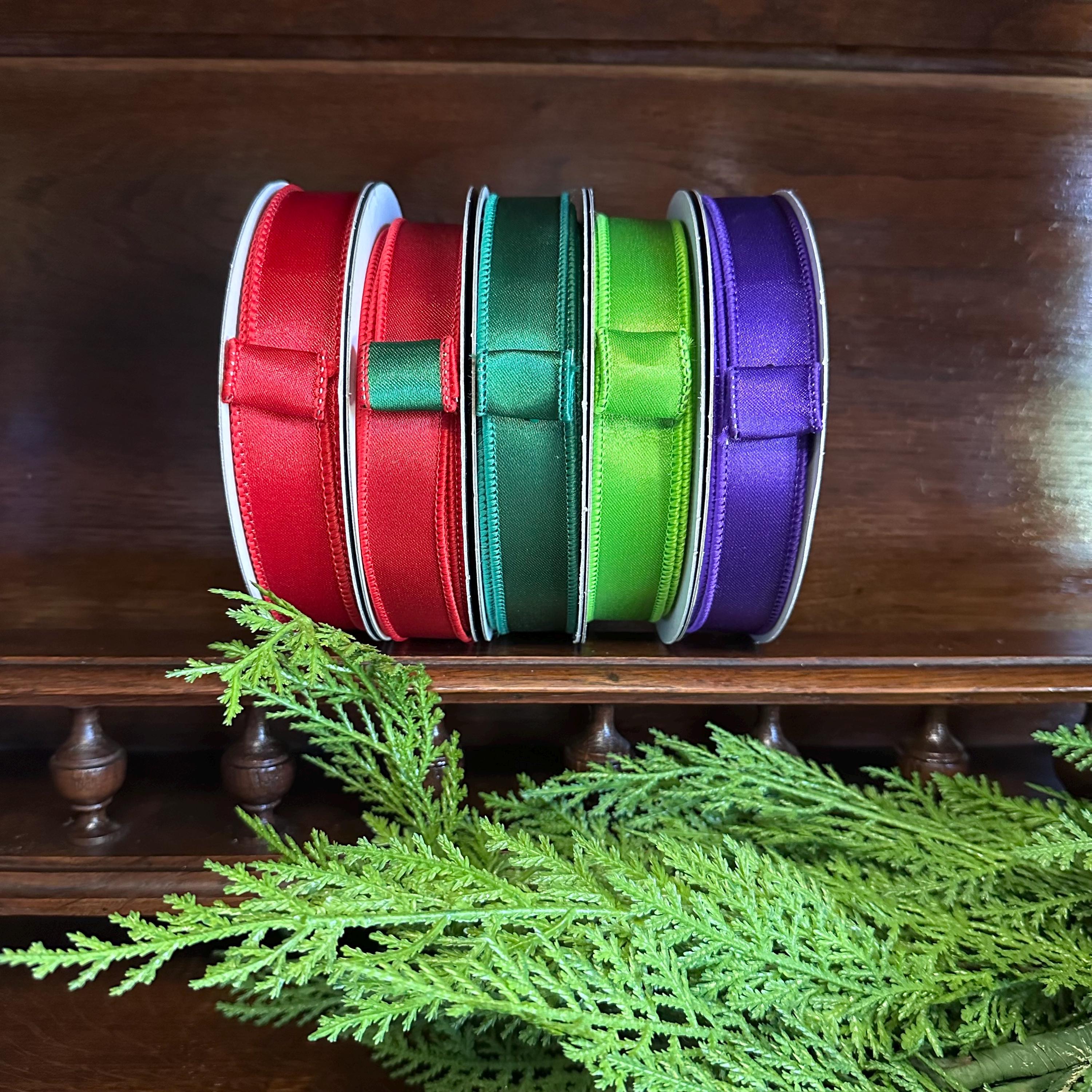 Farrisilk Wired Satin Designer Ribbon Professional Grade One Inch Wide Ten Yard Roll Perfect Holiday Project Essential Wreath Making Supply Gift Wrap Material Quality Finish Edge Wire Reinforced Construction Designer Quality Craft Supply
