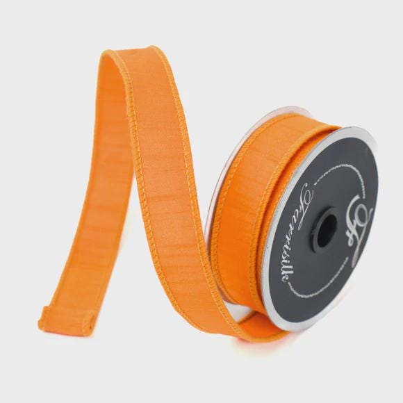 Orange Ribbon Craft Supply for Wreath Making Material for Bow Decoration Design Premium Farrisilk Ribbon Designer Ribbon