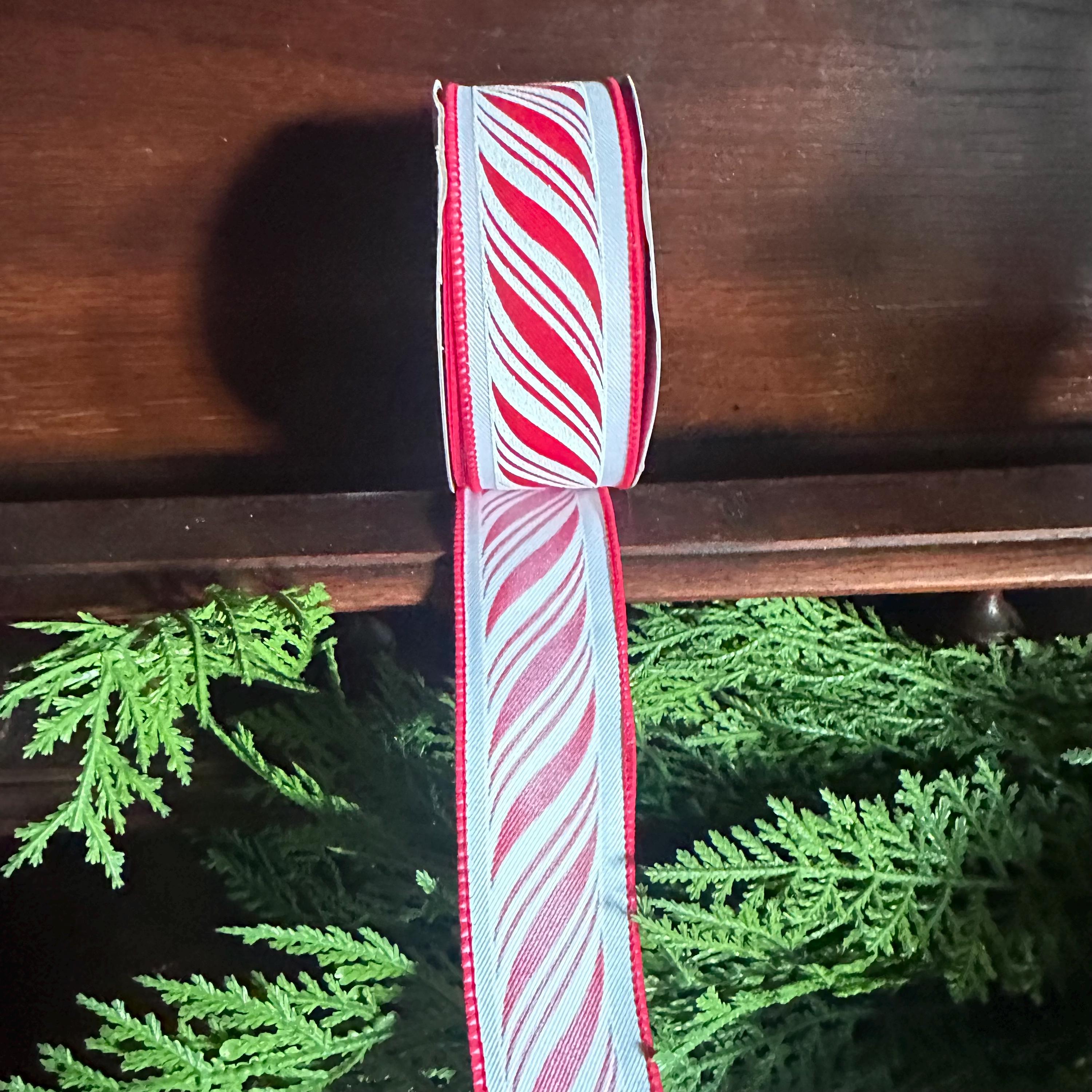 Candy Cane Christmas Ribbon, Peppermint Wired Ribbon, Holiday Ribbon, Bow Making Ribbon, Designer Ribbon, Christmas Decor