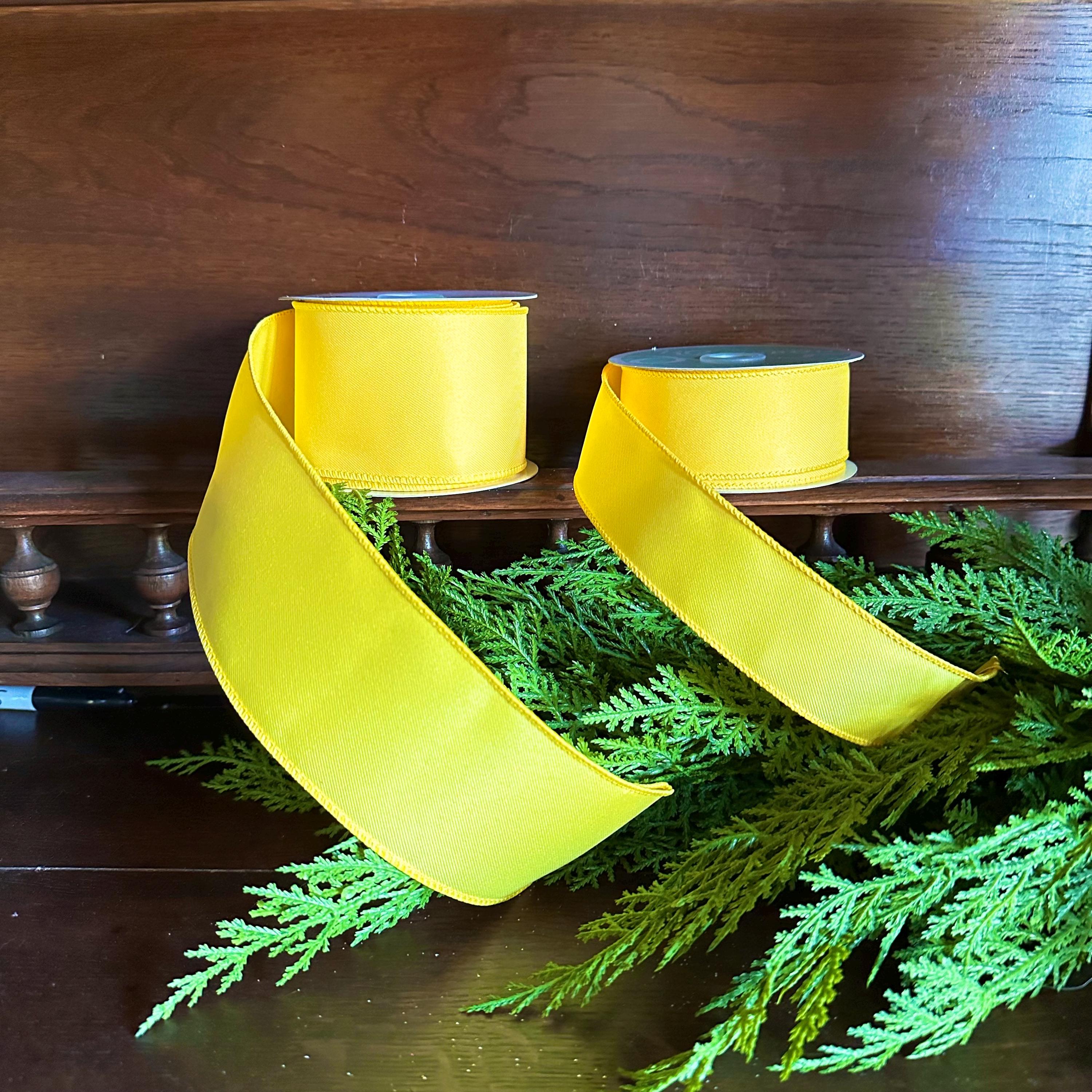 Solid Yellow Ribbon for Year Round 1.5",2.5" x 10yds