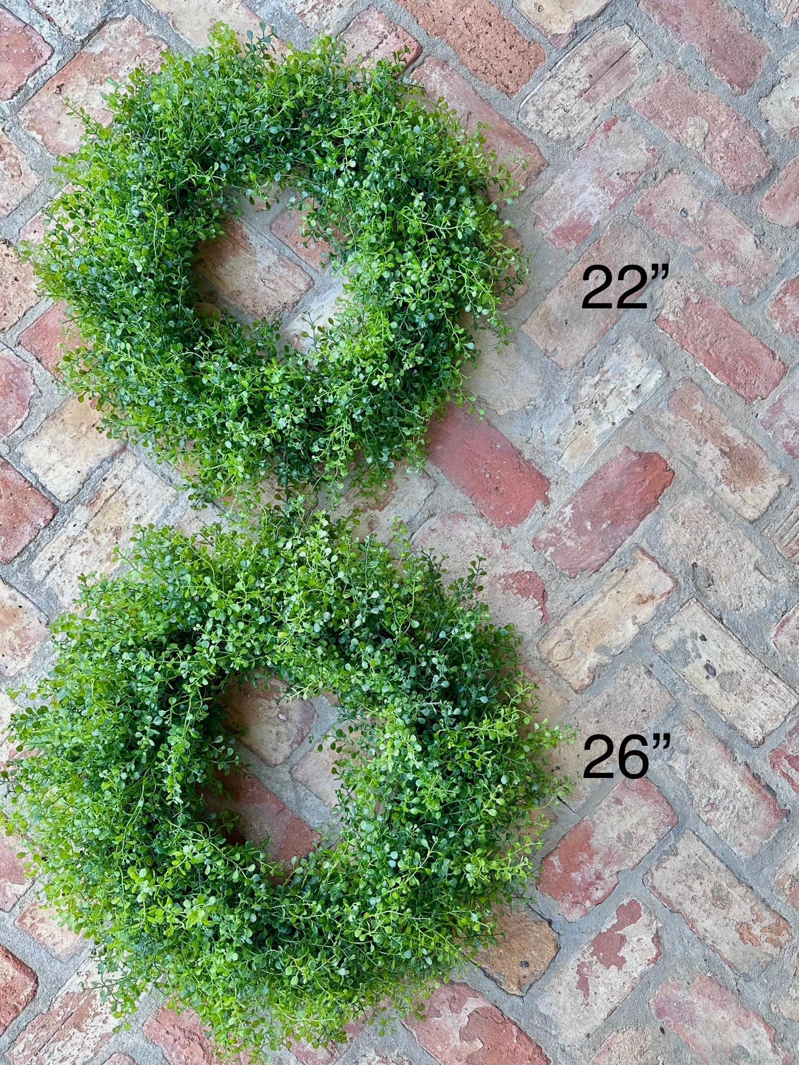 Artificial Boxwood Wreath Front Door Hanging Decor Wall Accent Greenery Circle Entrance Display Indoor Outdoor Botanical Arrangement Classic