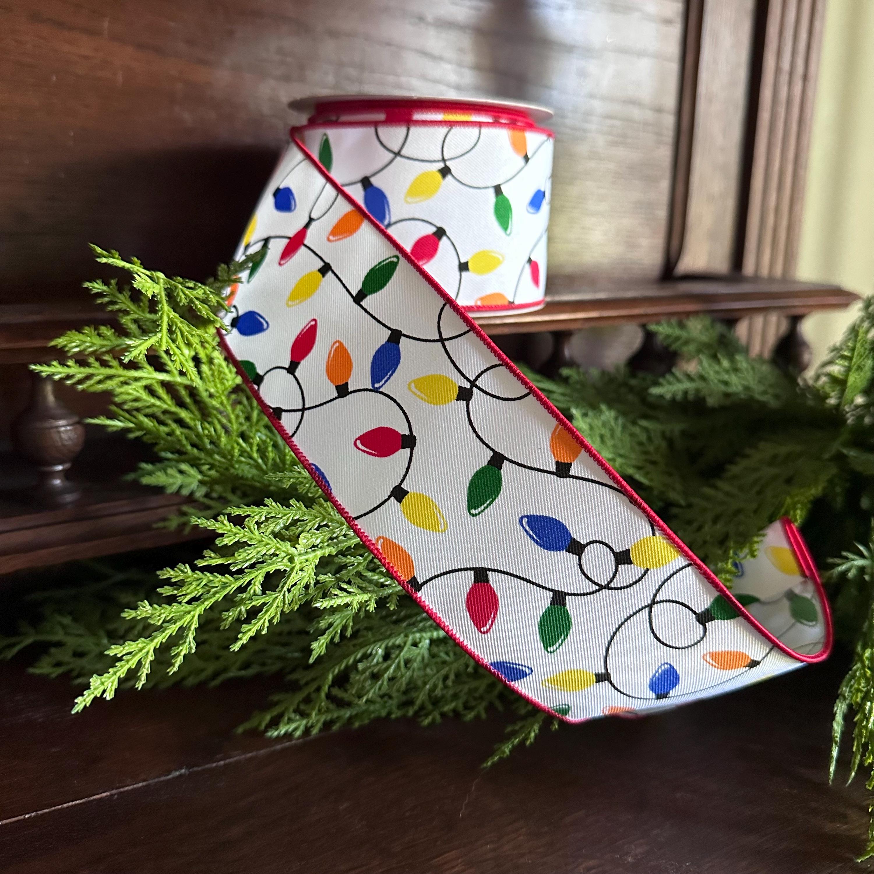 Christmas Light Ribbon, Christmas Ribbon, Holiday Ribbon, Decorative Ribbon for Wreaths, Gift Wrapping Ribbon, Christmas Bow Ribbon