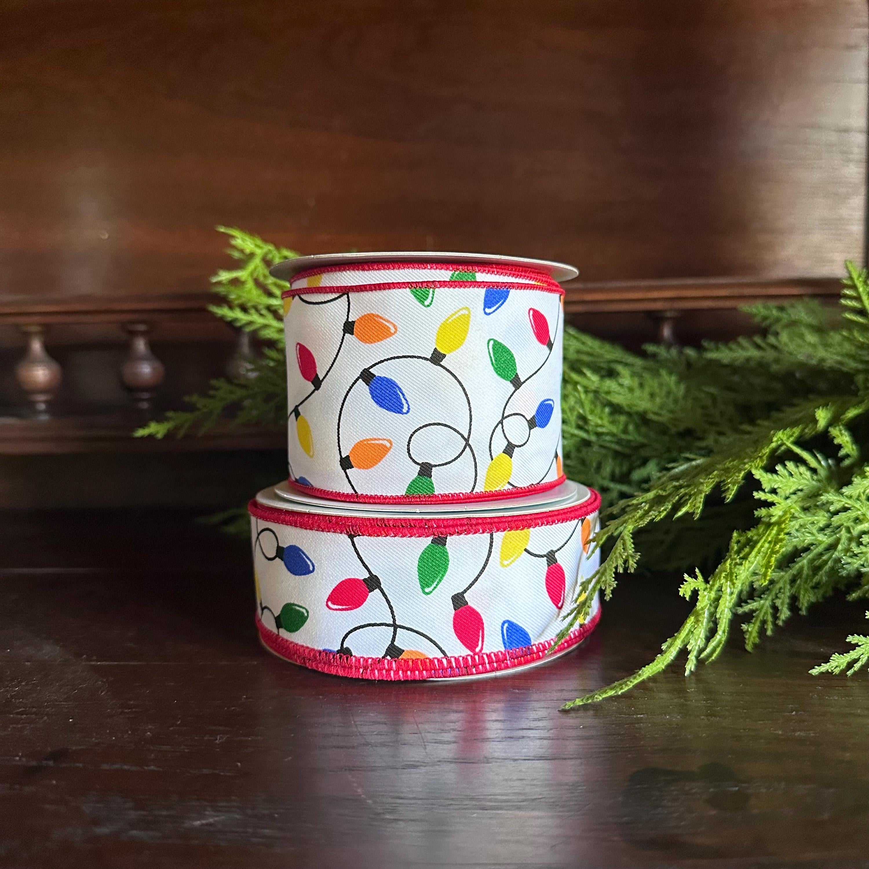 Christmas Light Ribbon, Christmas Ribbon, Holiday Ribbon, Decorative Ribbon for Wreaths, Gift Wrapping Ribbon, Christmas Bow Ribbon
