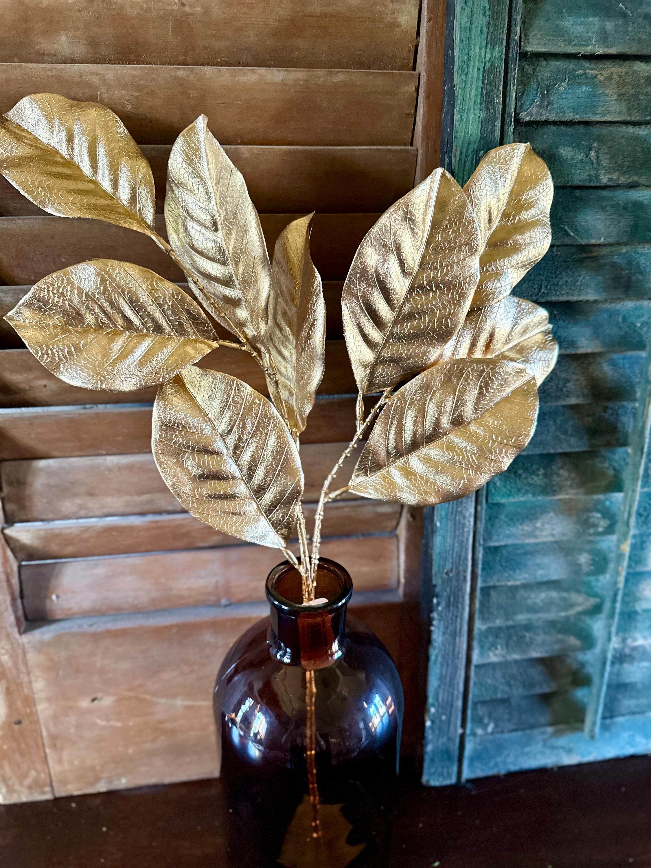 Gold Magnolia Leaf Spray - 25 inch