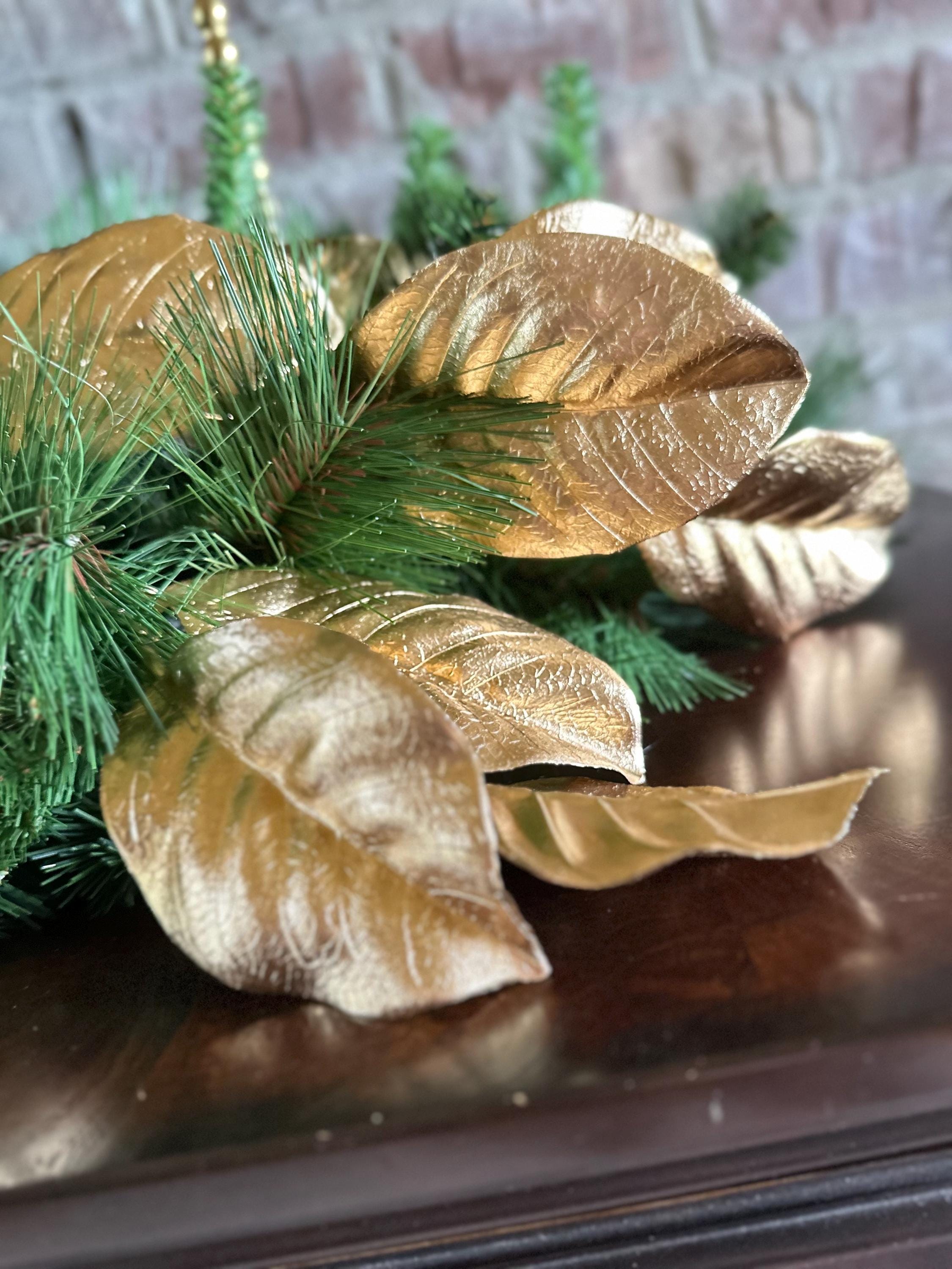 Gold Magnolia Leaf Spray - 25 inch
