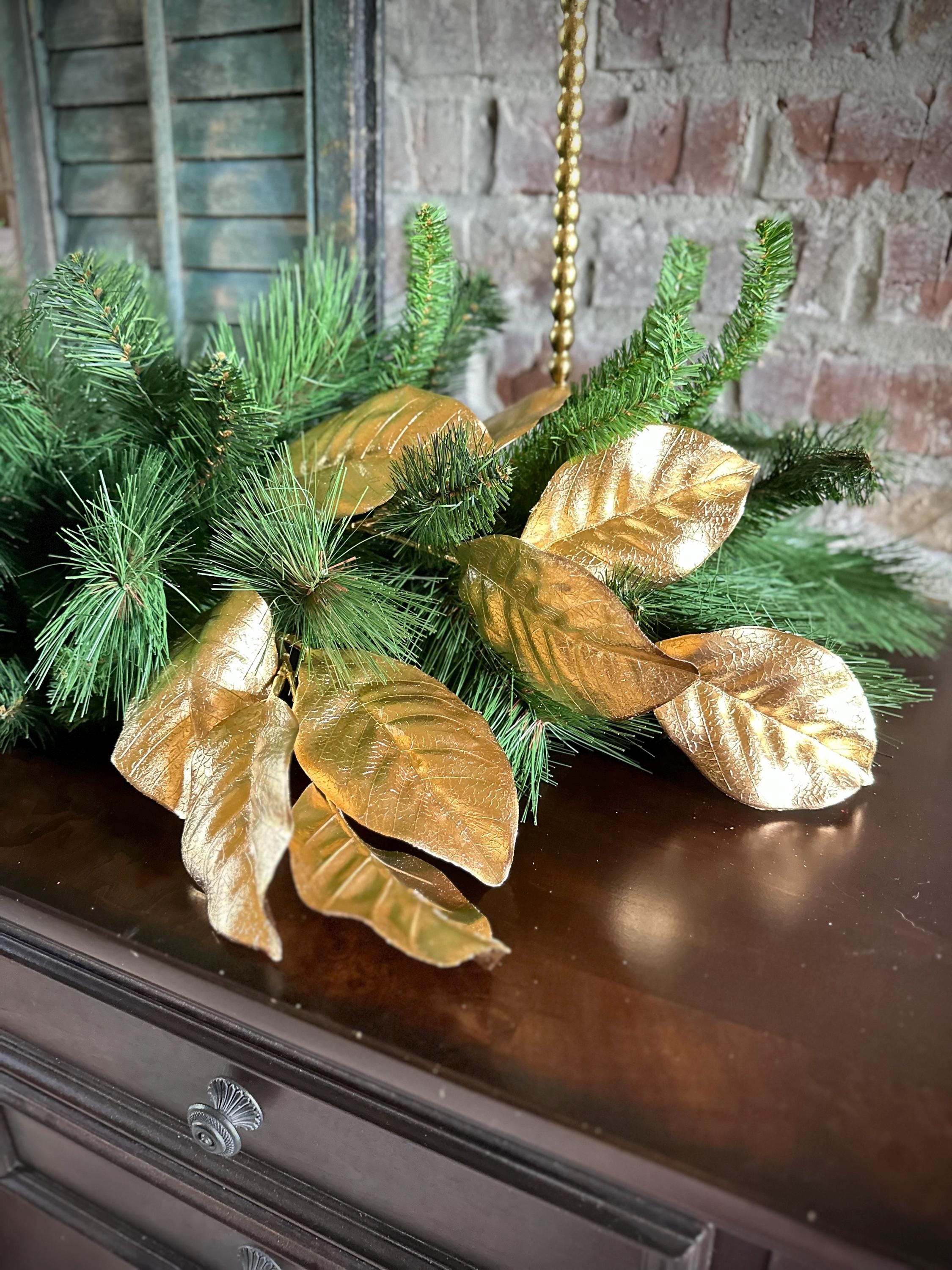 Gold Magnolia Leaf Spray - 25 inch