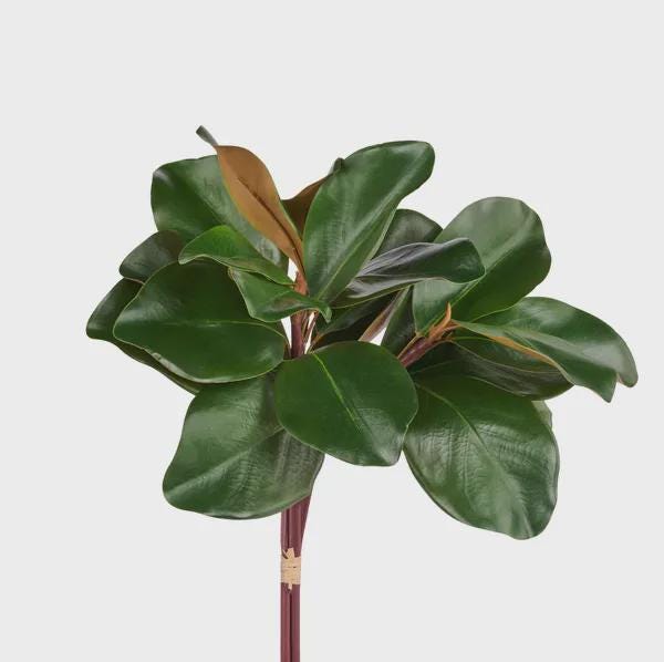 Magnolia Leaf Bundle Artificial Greenery Stem Realistic Magnolia Leaves Elegant Green Foliage for Wreaths Arrangements Home Christmas Decor