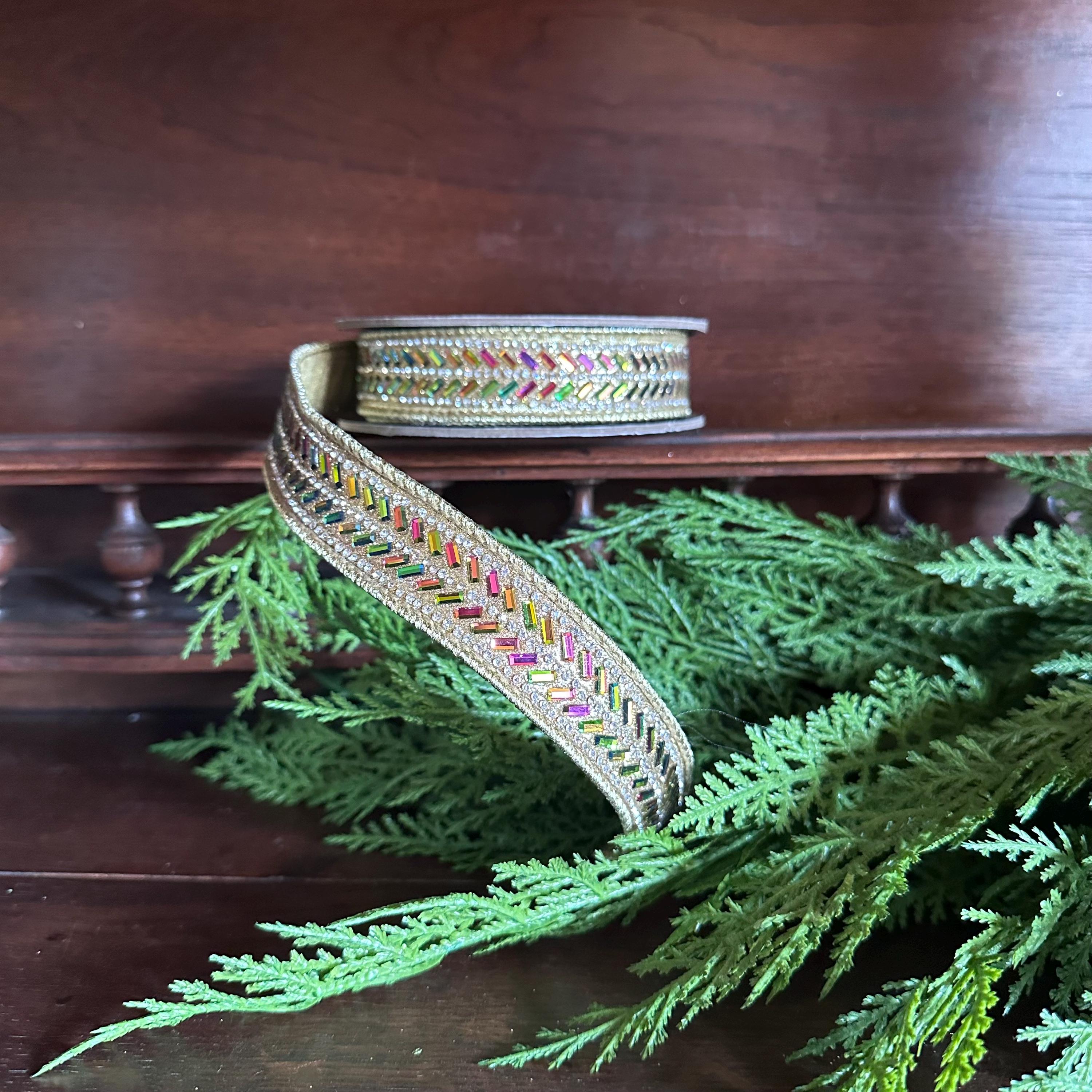 Designer Wired Ribbon, Luxury Ribbon, Wreath Ribbon, Bow Making Ribbon, Pastel Metallic Ribbon, Christmas Ribbon Tree Decor D Stevens Ribbon