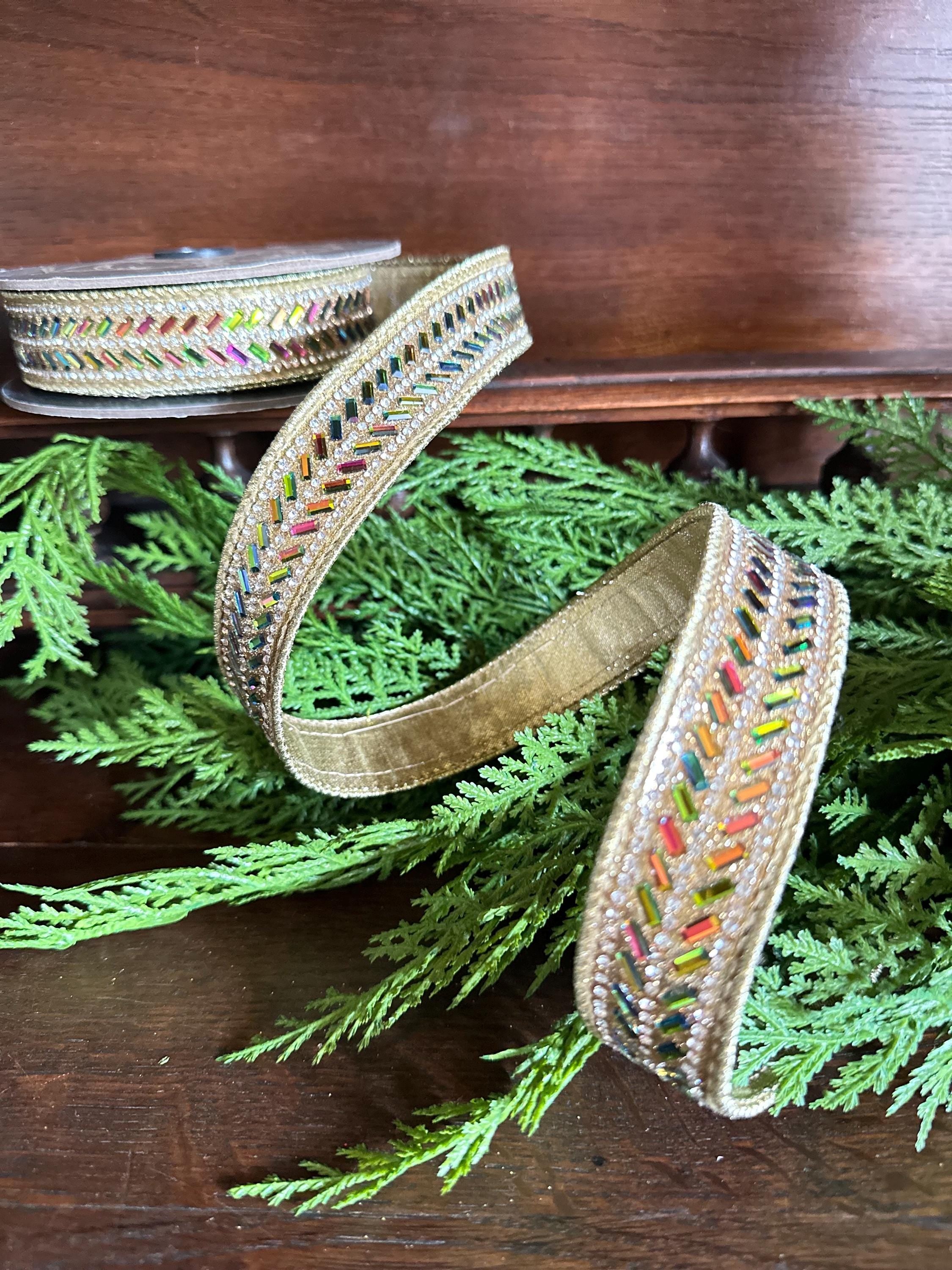 Designer Wired Ribbon, Luxury Ribbon, Wreath Ribbon, Bow Making Ribbon, Pastel Metallic Ribbon, Christmas Ribbon Tree Decor D Stevens Ribbon