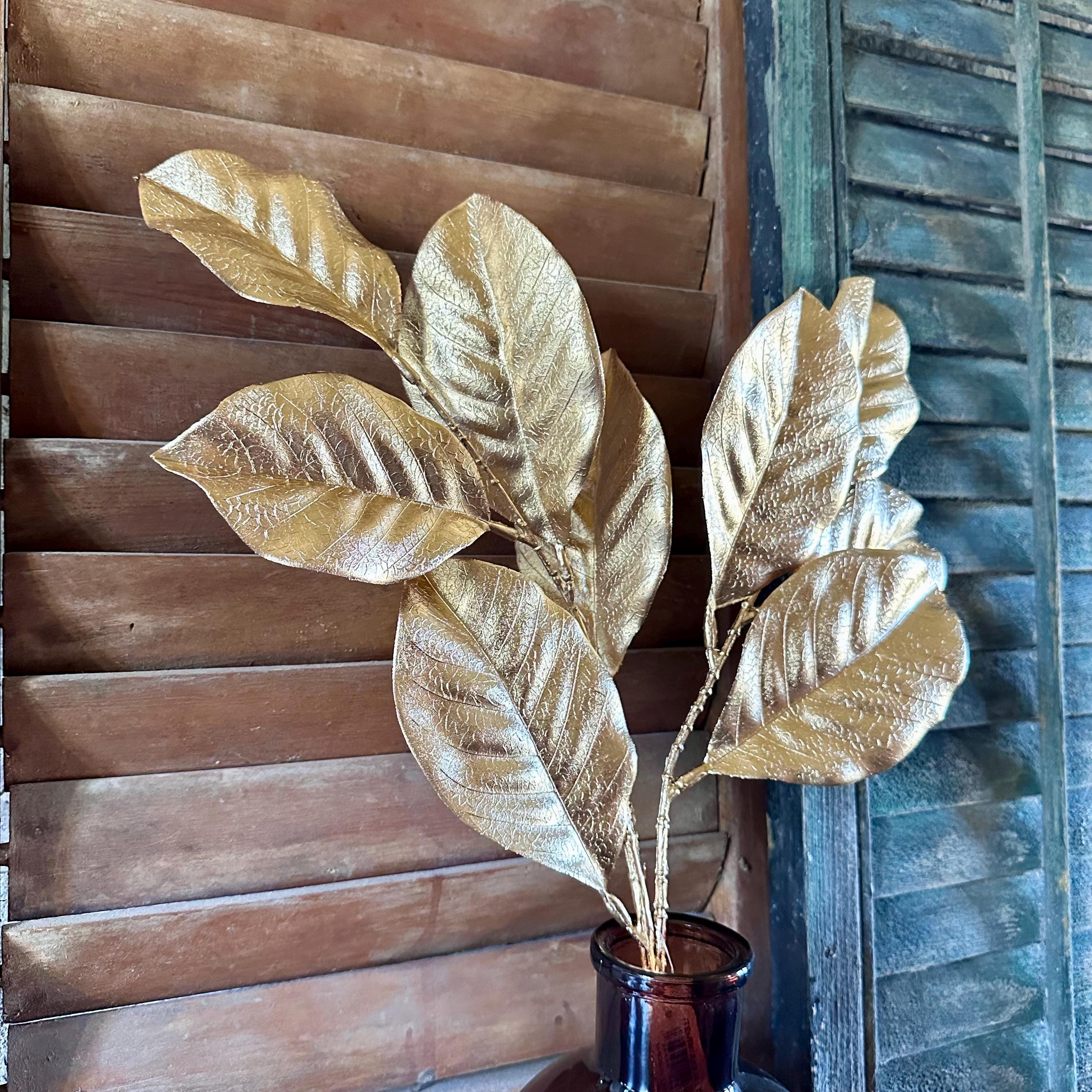 Gold Magnolia Leaf Spray - 25 inch