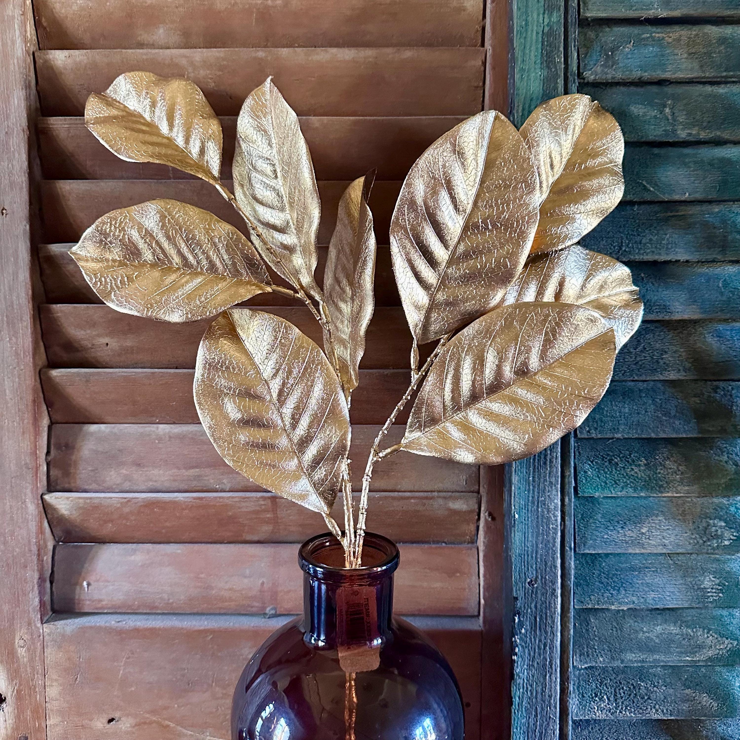 Gold Magnolia Leaf Spray - 25 inch