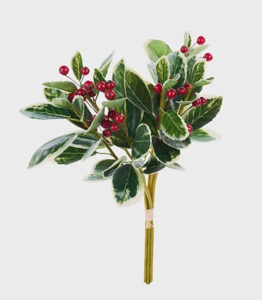 Holly Berry Bundle Realistic Holiday Greenery Christmas Bush Artificial Variegated holly Red Berry Stems for Wreaths Supplies Holiday Decor
