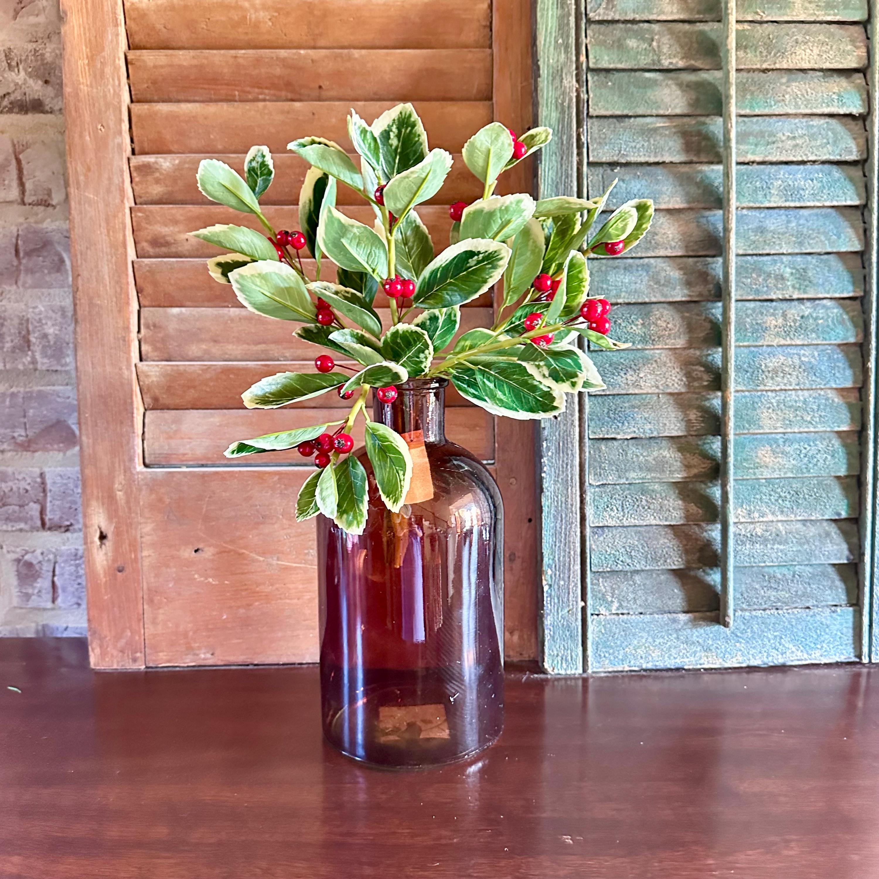 Holly Berry Bundle Realistic Holiday Greenery Christmas Bush Artificial Variegated holly Red Berry Stems for Wreaths Supplies Holiday Decor