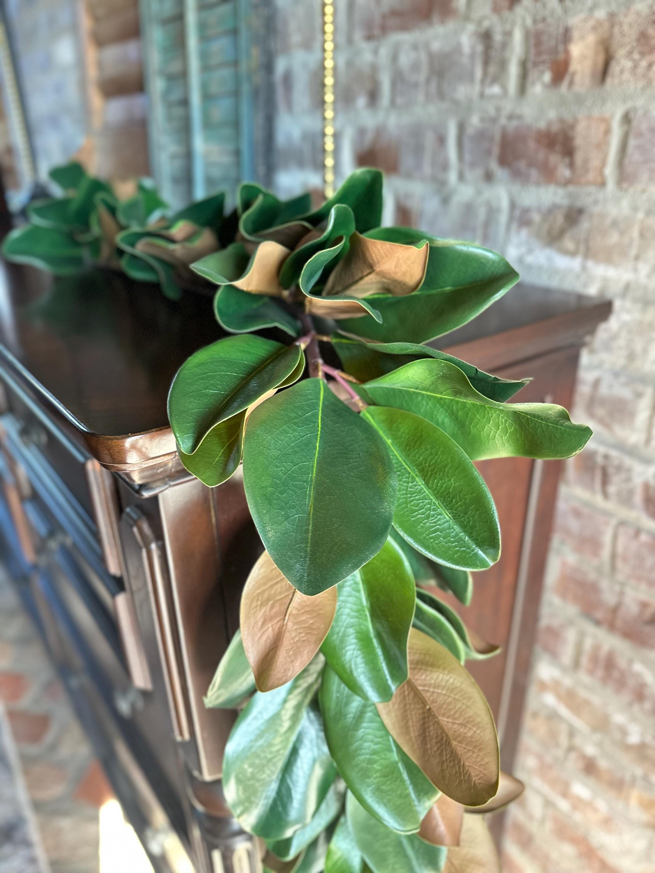 Magnolia Garland Artificial Greenery Realistic Magnolia Leaves for Wedding Decor Christmas Greenery and Year Round Home Decor 60 inch