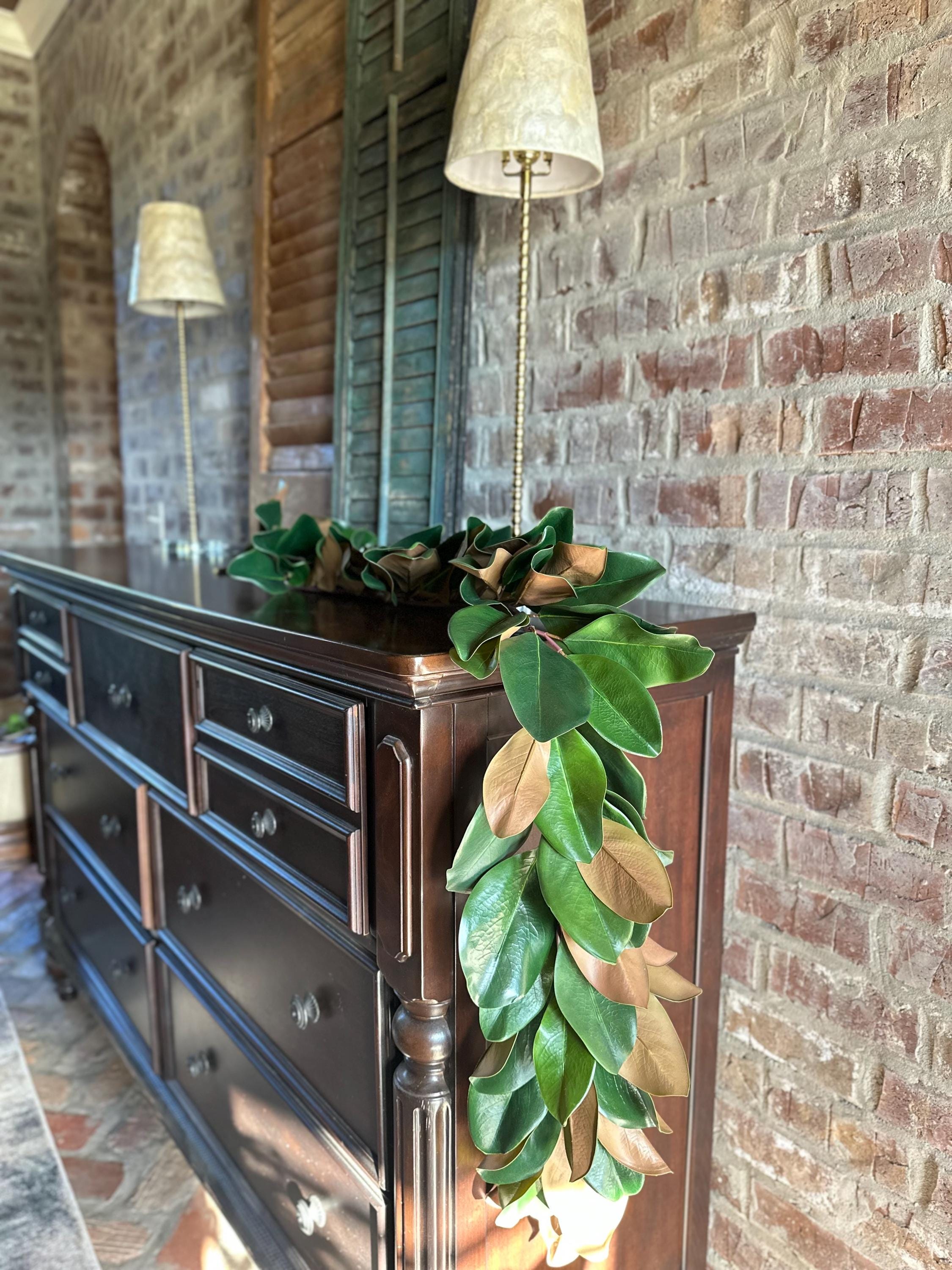 Magnolia Garland Artificial Greenery Realistic Magnolia Leaves for Wedding Decor Christmas Greenery and Year Round Home Decor 60 inch