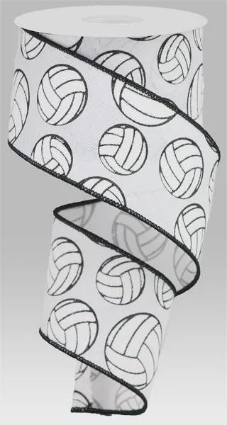 Volleyball Wired Ribbon with Glitter-Available in 1.5" 2.5"x 10yds