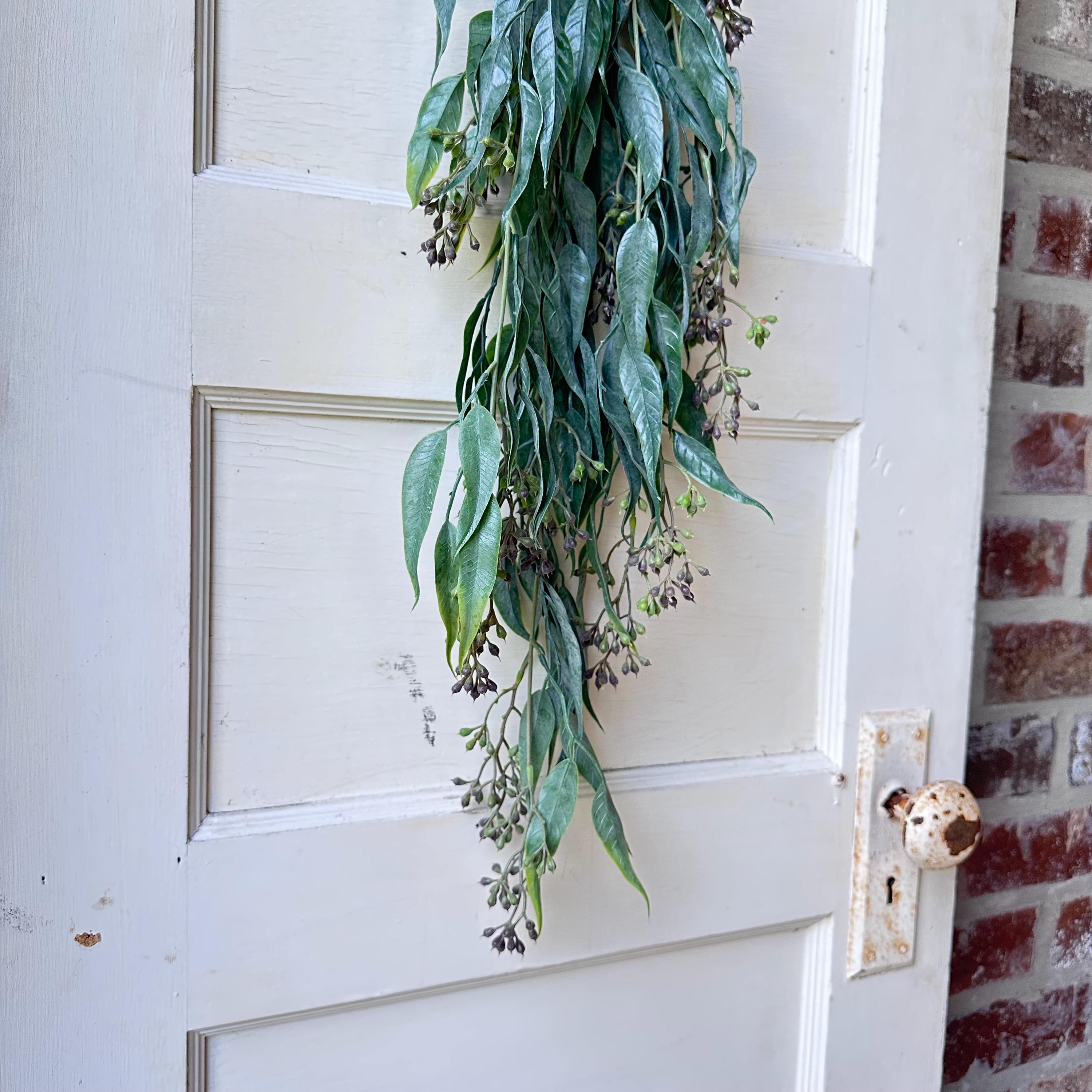 Hanging Seeded Eucalyptus Greenery Artificial Bush Fake Plant Shelf Decor Draping Trailing Faux Greenery for Bookcase Mantel or Basket