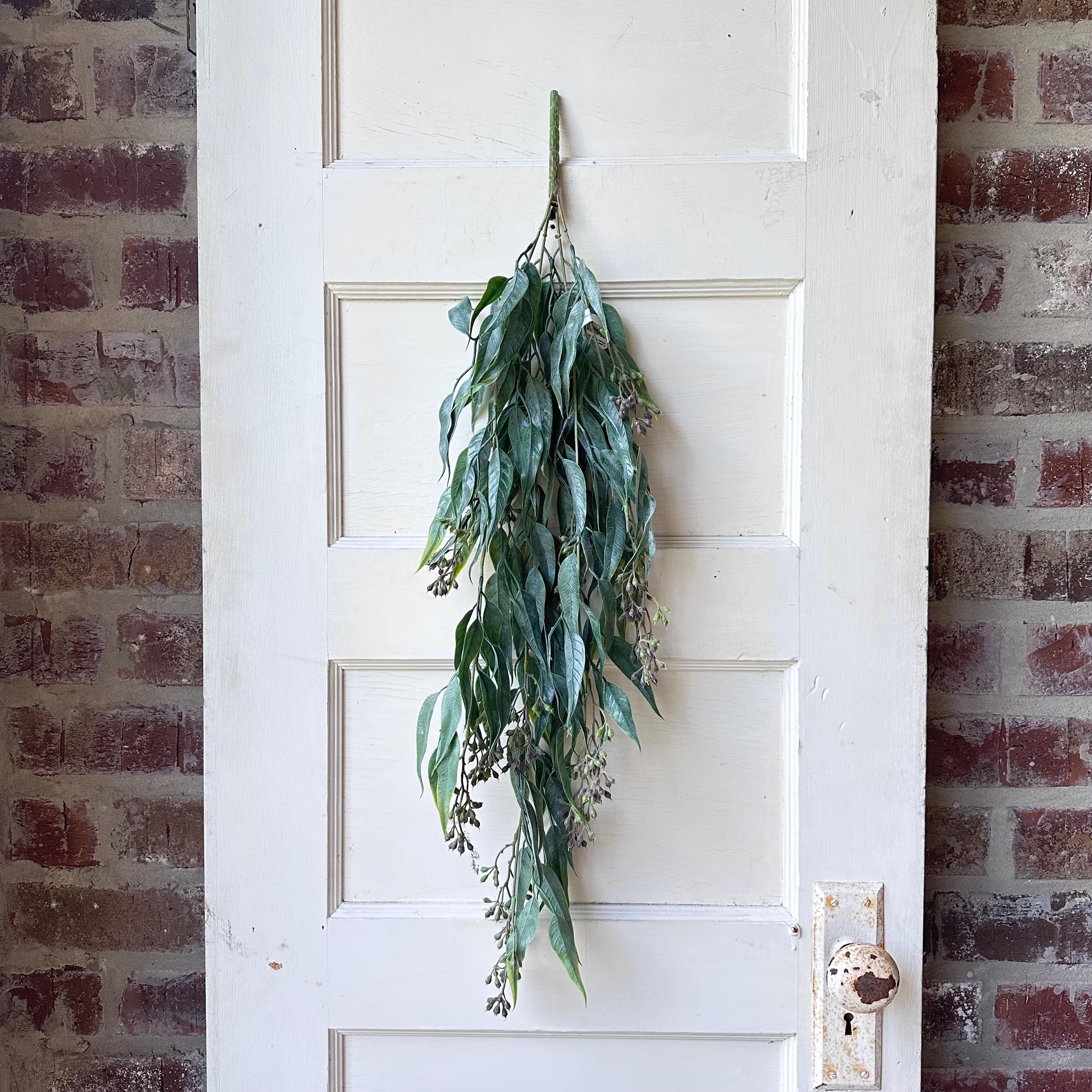Hanging Seeded Eucalyptus Greenery Artificial Bush Fake Plant Shelf Decor Draping Trailing Faux Greenery for Bookcase Mantel or Basket