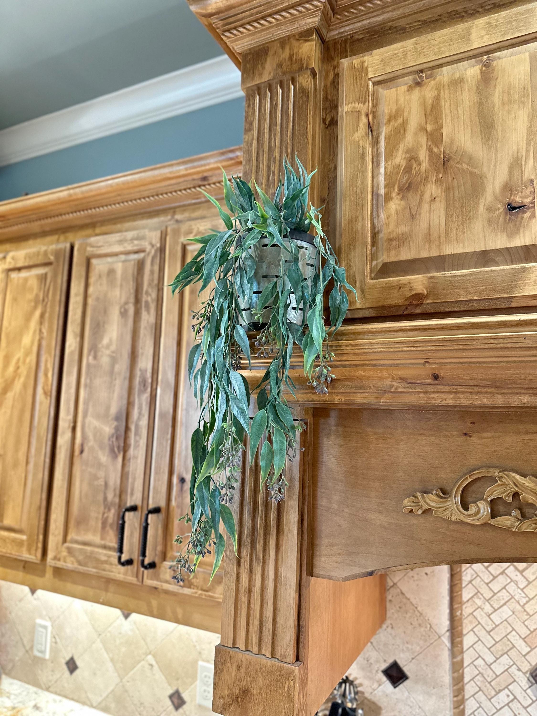 Hanging Seeded Eucalyptus Greenery Artificial Bush Fake Plant Shelf Decor Draping Trailing Faux Greenery for Bookcase Mantel or Basket