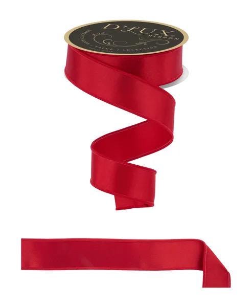 Luxury Red Satin Wired Ribbon – Designer Ribbon for Wreaths, Bows & Holiday Decor